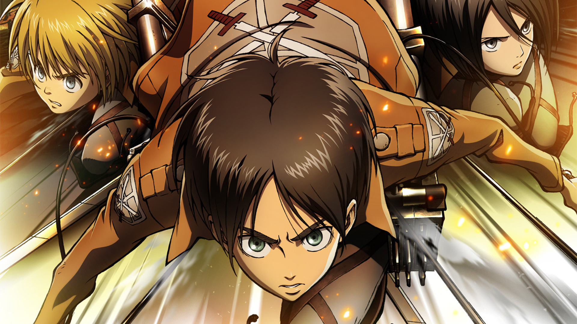 Laden Sie das Animes, Armin Arlert, Eren Jäger, Mikasa Ackermann, Attack On Titan-Bild kostenlos auf Ihren PC-Desktop herunter