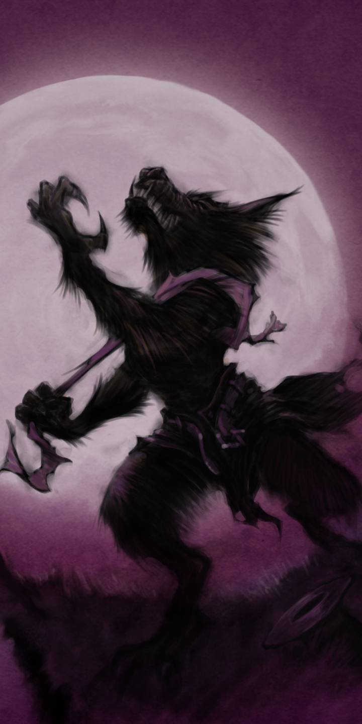 Download mobile wallpaper Fantasy, Moon, Dark, Werewolf for free.
