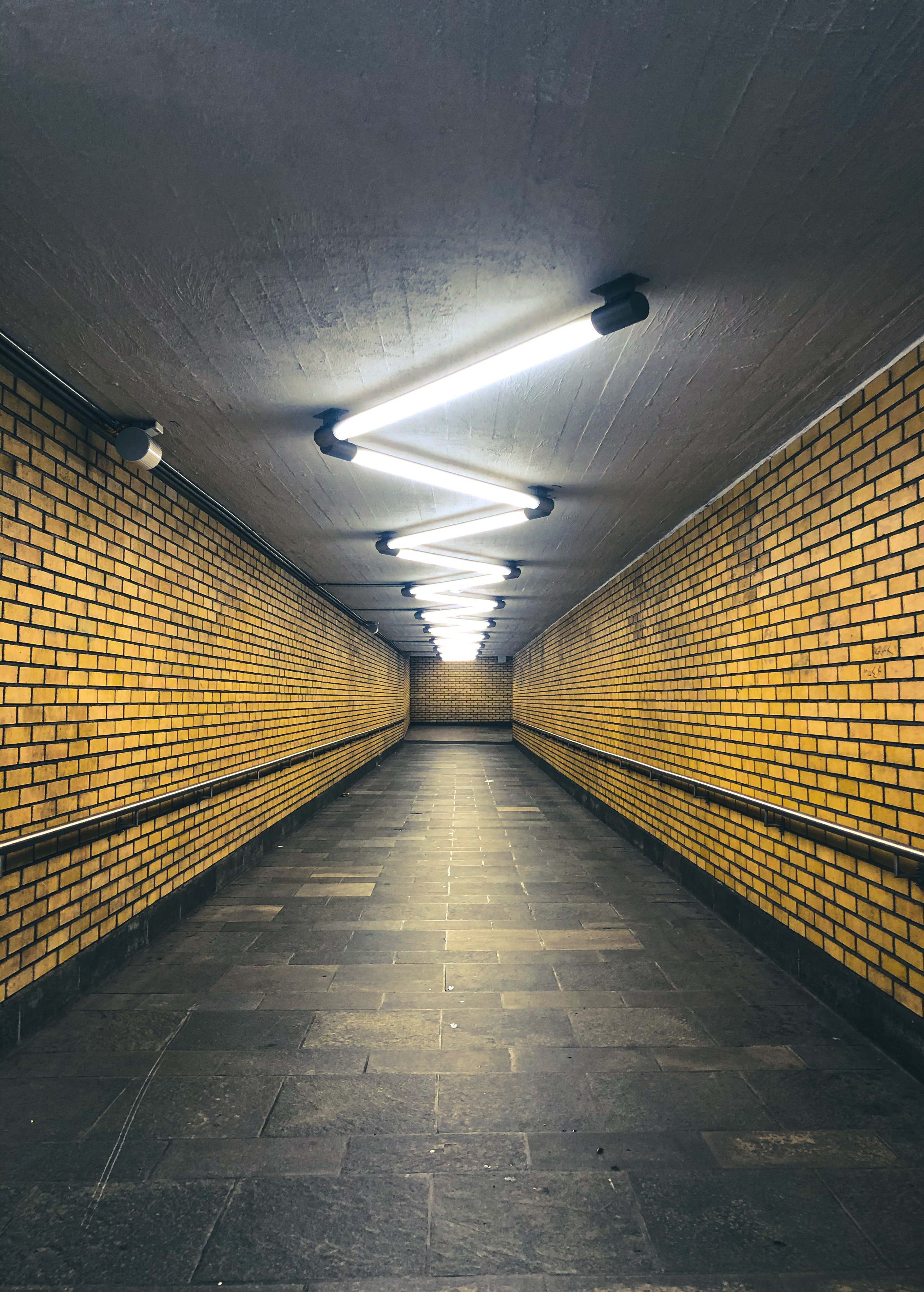 corridor, subway, yellow, miscellanea, miscellaneous, lamp, illumination, lighting, lamps