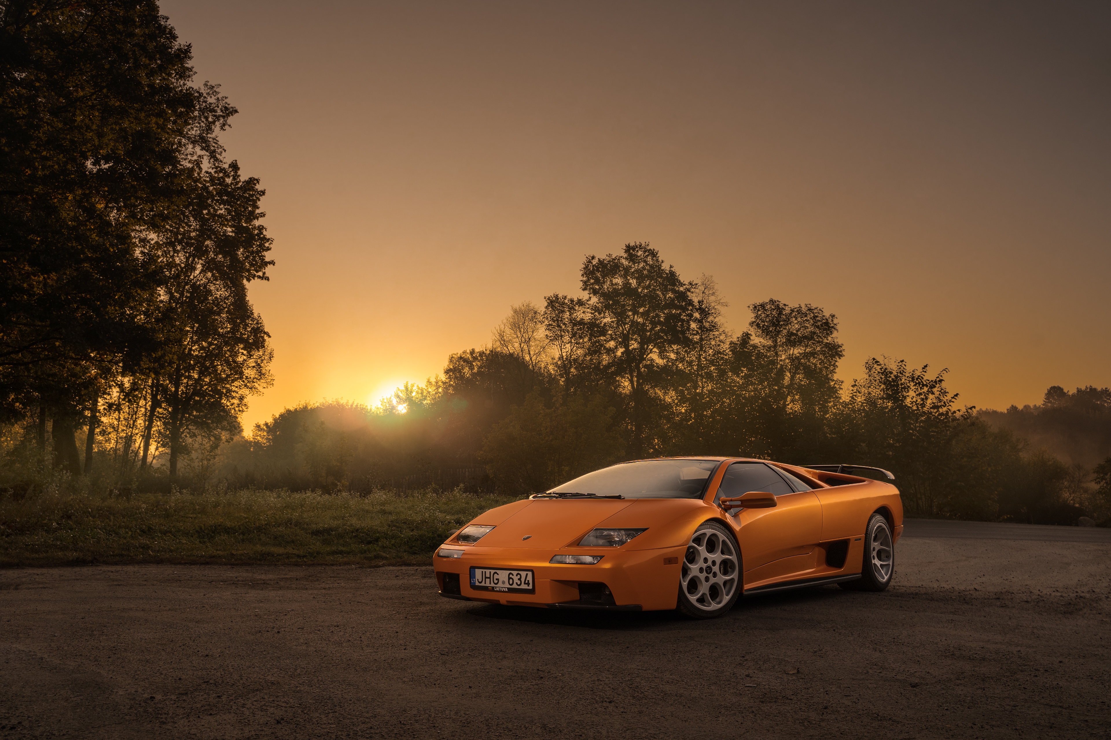 Download mobile wallpaper Lamborghini, Car, Supercar, Lamborghini Diablo, Vehicles, Orange Car for free.