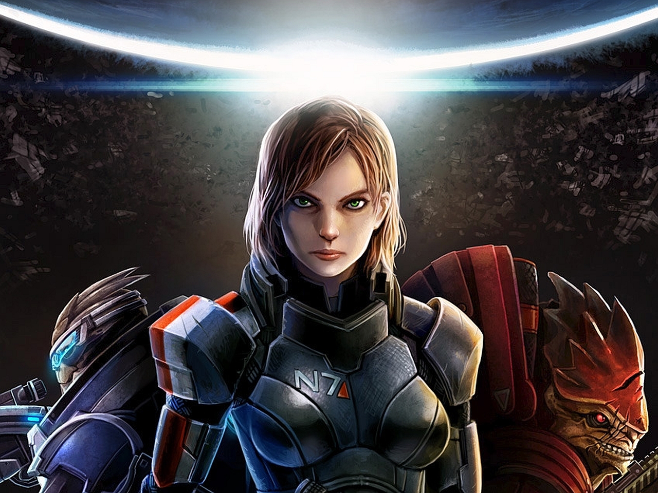 Download mobile wallpaper Mass Effect, Video Game, Commander Shepard, Garrus Vakarian, Urdnot Wrex for free.