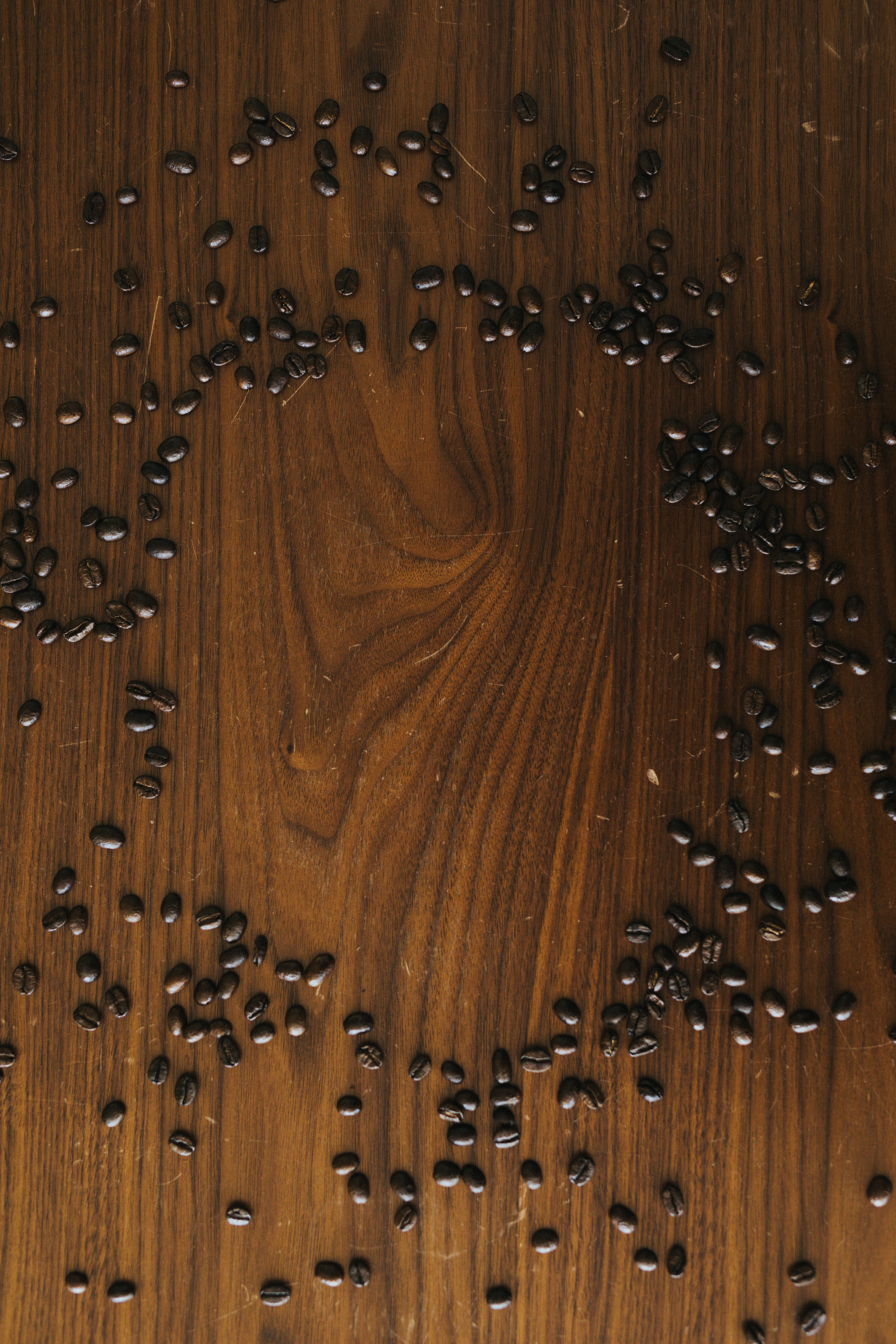 food, coffee, wood, wooden, surface, grains, coffee beans, grain 8K