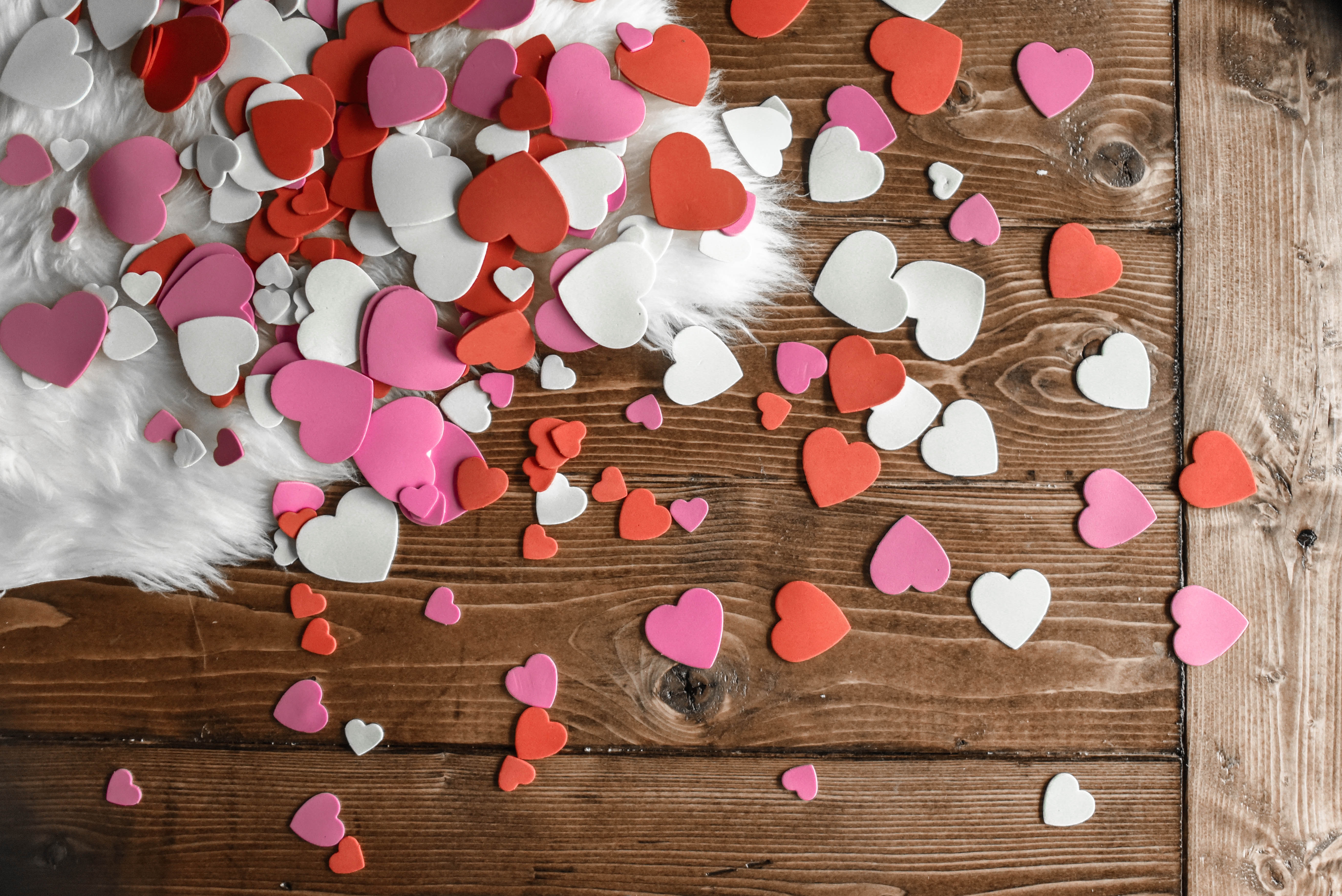 hearts, multicolored, love, motley, table, fur phone wallpaper