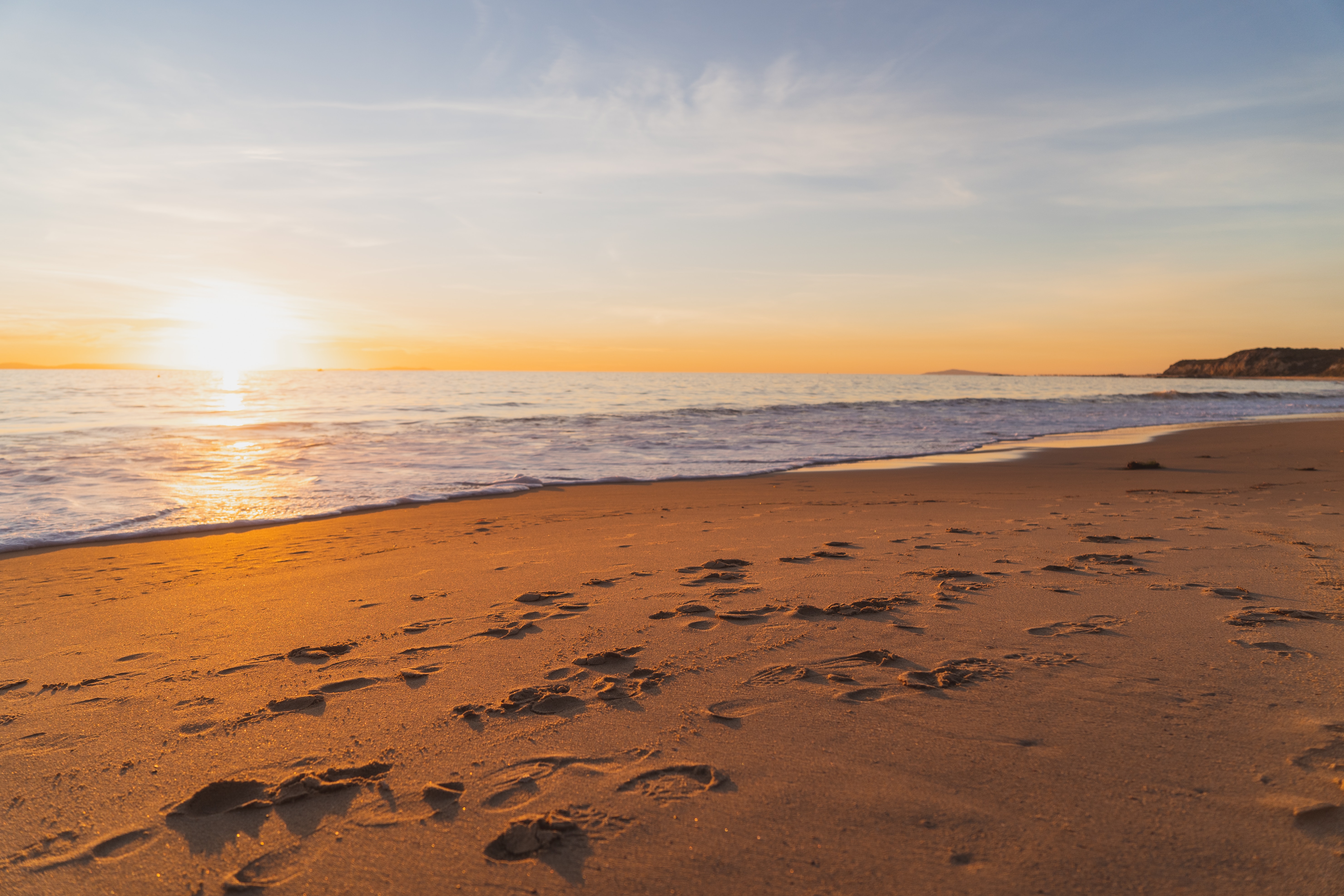 Handy-Wallpaper Wasser, Sunset, Natur, Sand, Sea, Strand kostenlos herunterladen.
