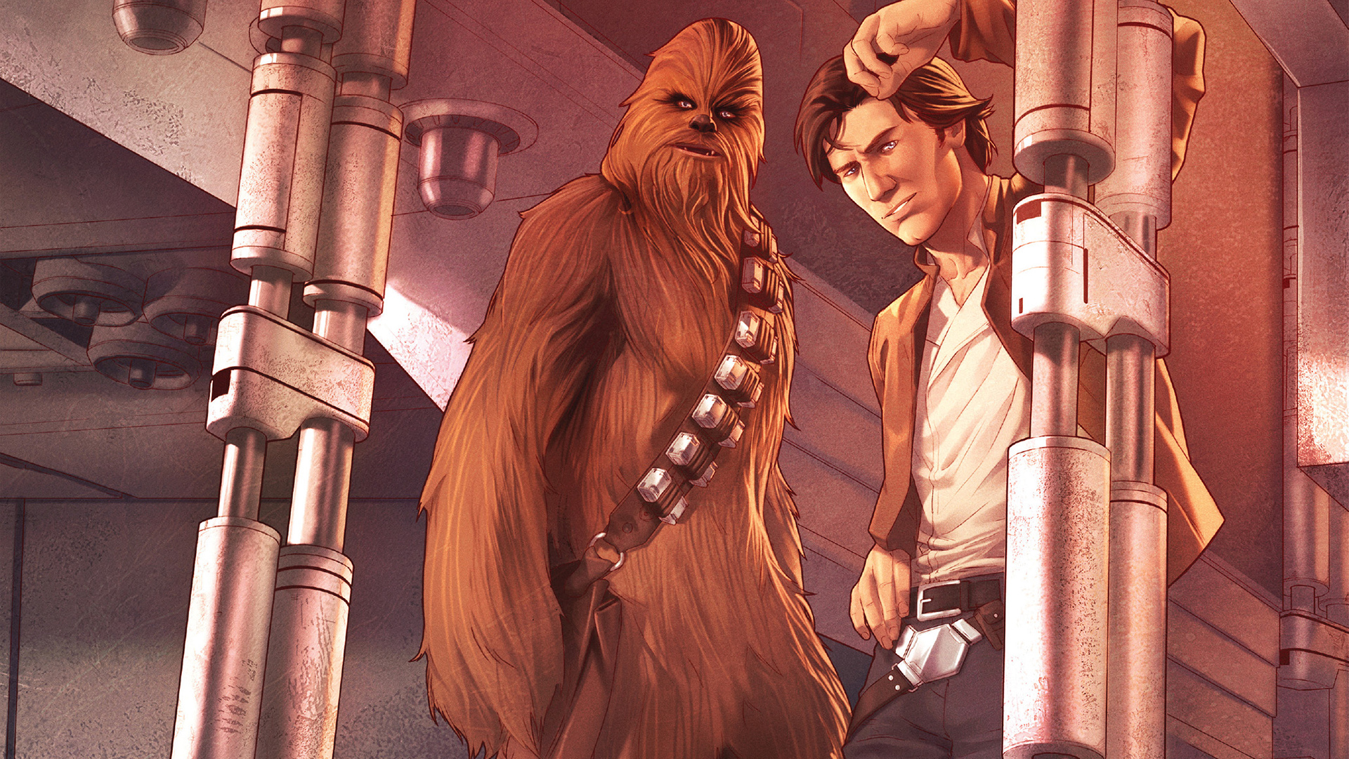 Handy-Wallpaper Comics, Krieg Der Sterne, Chewbacca, Han Solo kostenlos herunterladen.