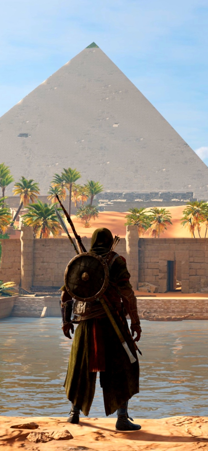 Скачать картинку Египет, Пирамида, Видеоигры, Кредо Ассасина, Assassin's Creed: Истоки, Байек Сива в телефон бесплатно.