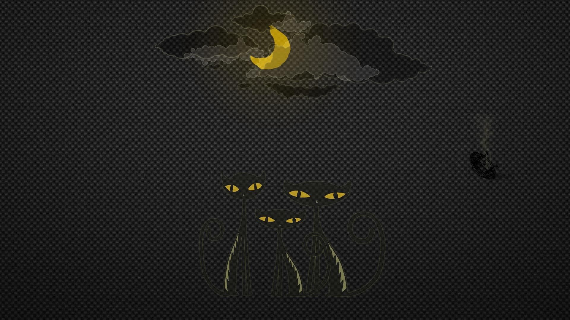 Free download wallpaper Sky, Picture, Drawing, Cats, Vector on your PC desktop
