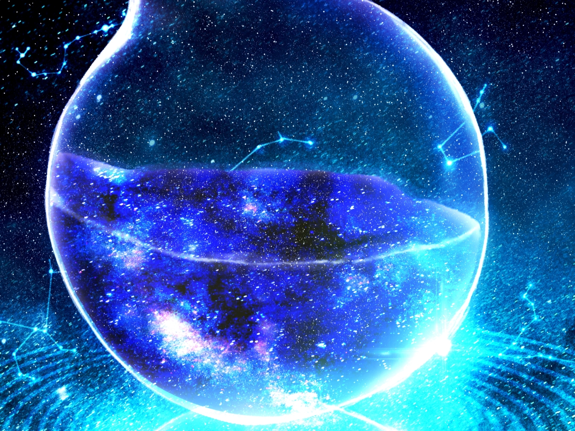 Download mobile wallpaper Anime, Starry Sky, Glass, Original for free.