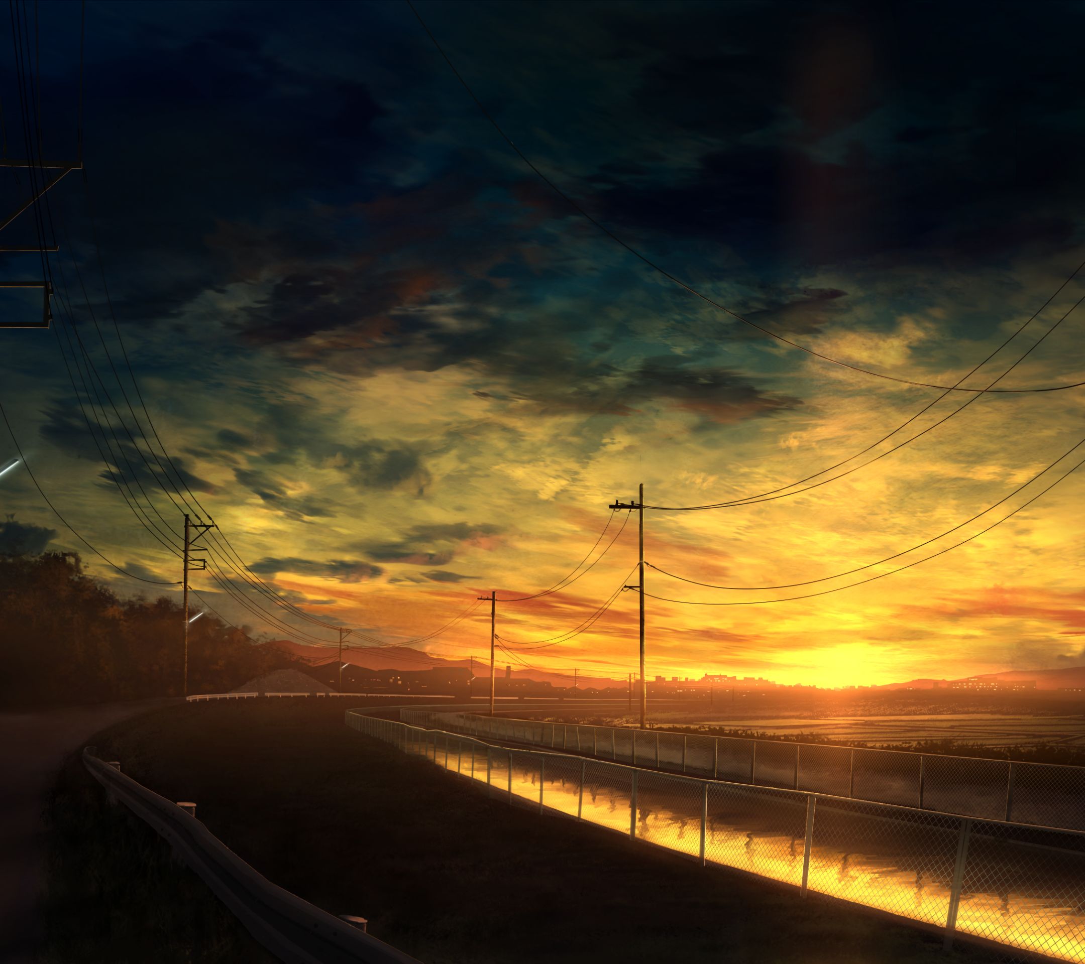 Free download wallpaper Anime, Sunset, Sky on your PC desktop