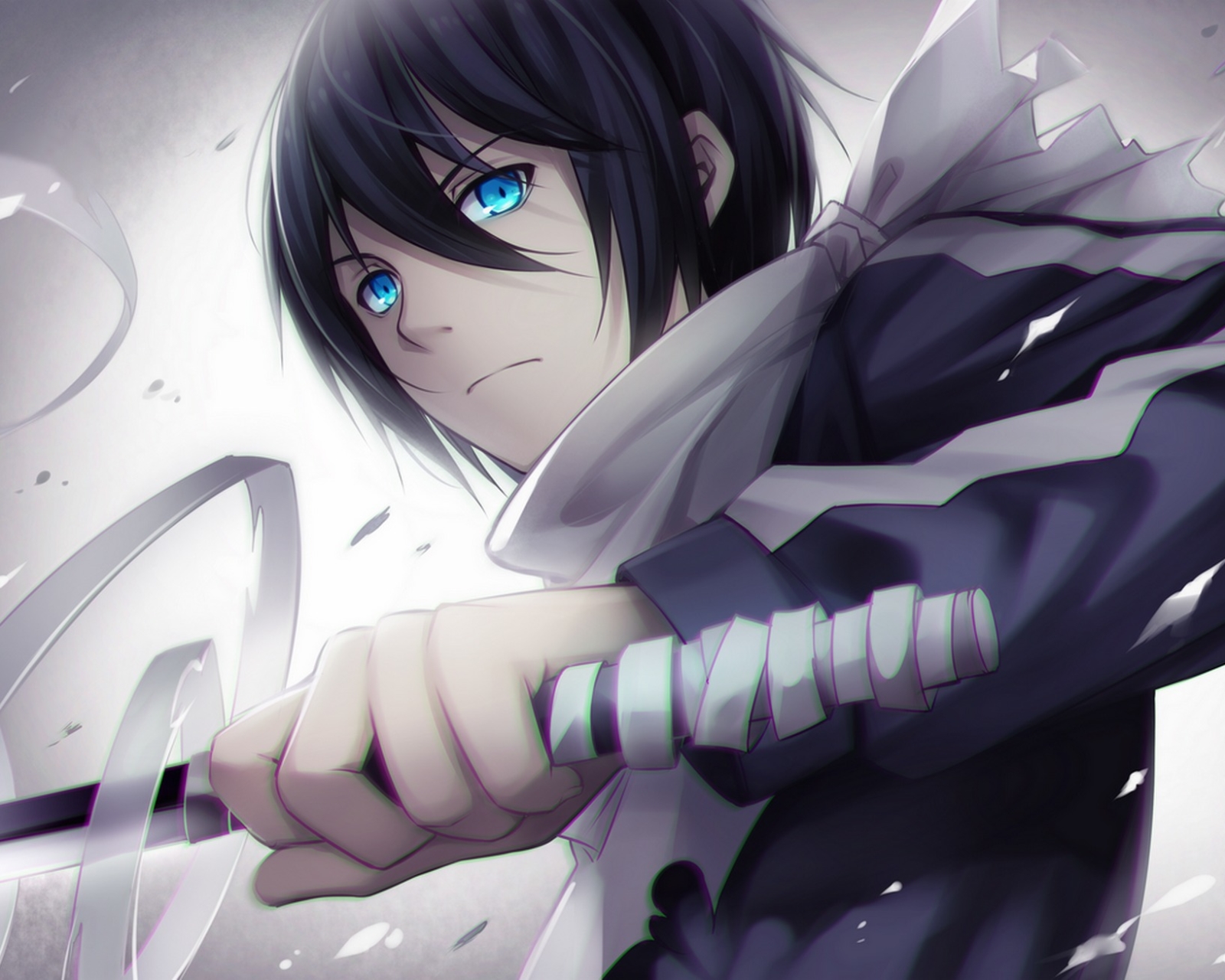 Download mobile wallpaper Anime, Scarf, Blue Eyes, Black Hair, Noragami, Yato (Noragami) for free.