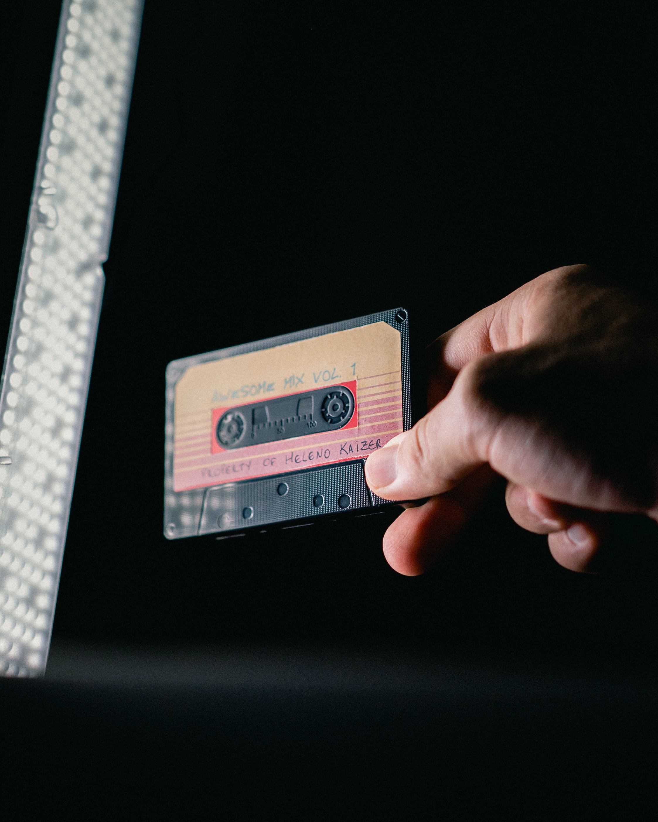 retro, vintage, cassette, music, hand