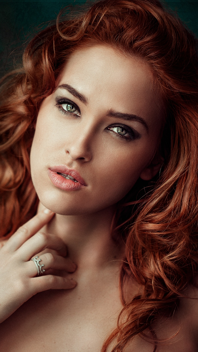 Download mobile wallpaper Redhead, Model, Women, Green Eyes for free.