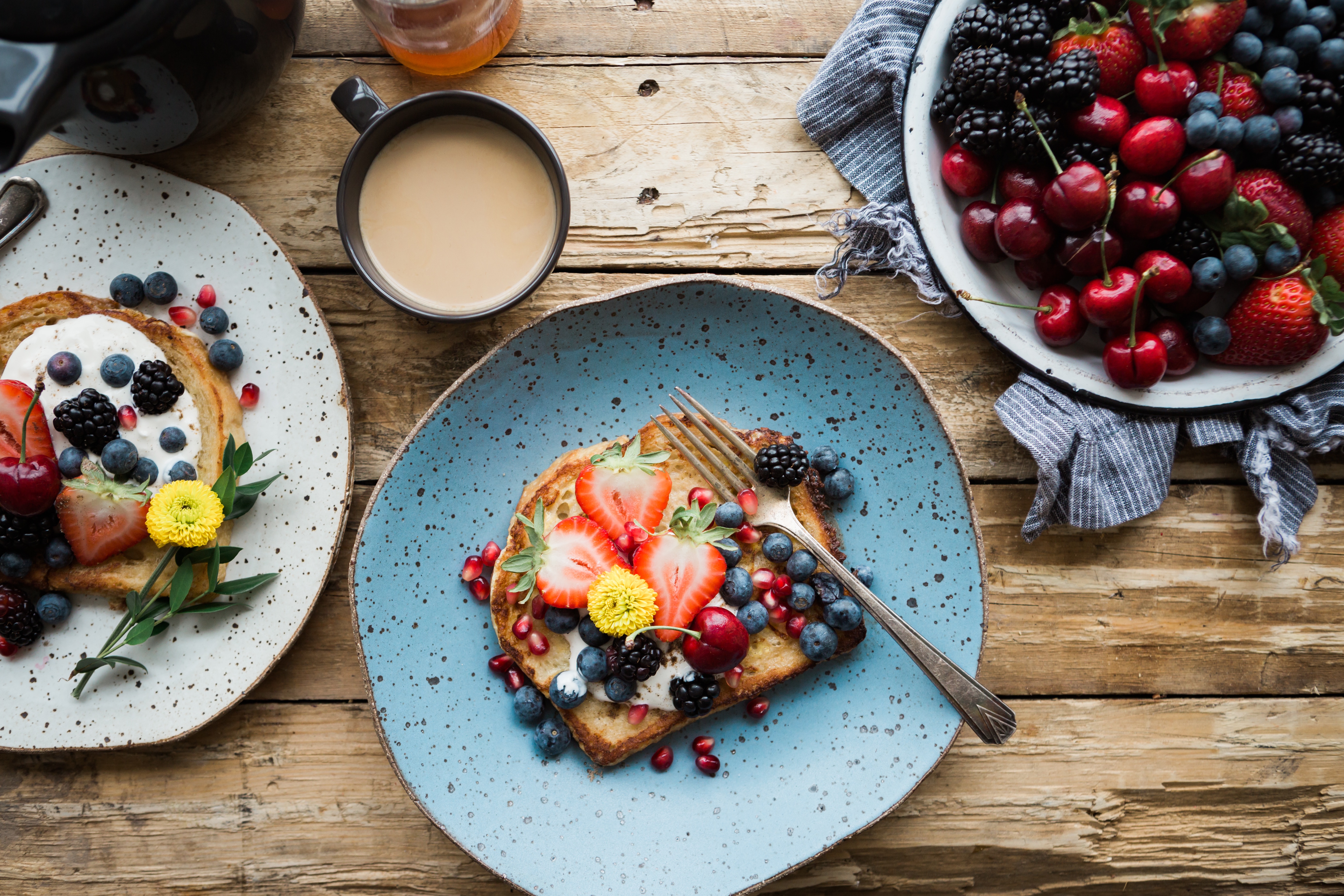 breakfast, sandwich, food, berries HD wallpaper