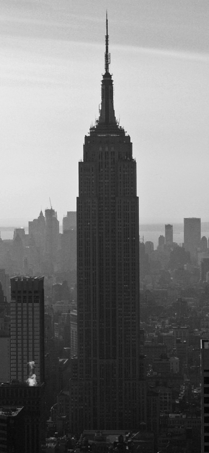 Download mobile wallpaper Cities, City, Building, New York, Empire State Building, Man Made, Black & White for free.