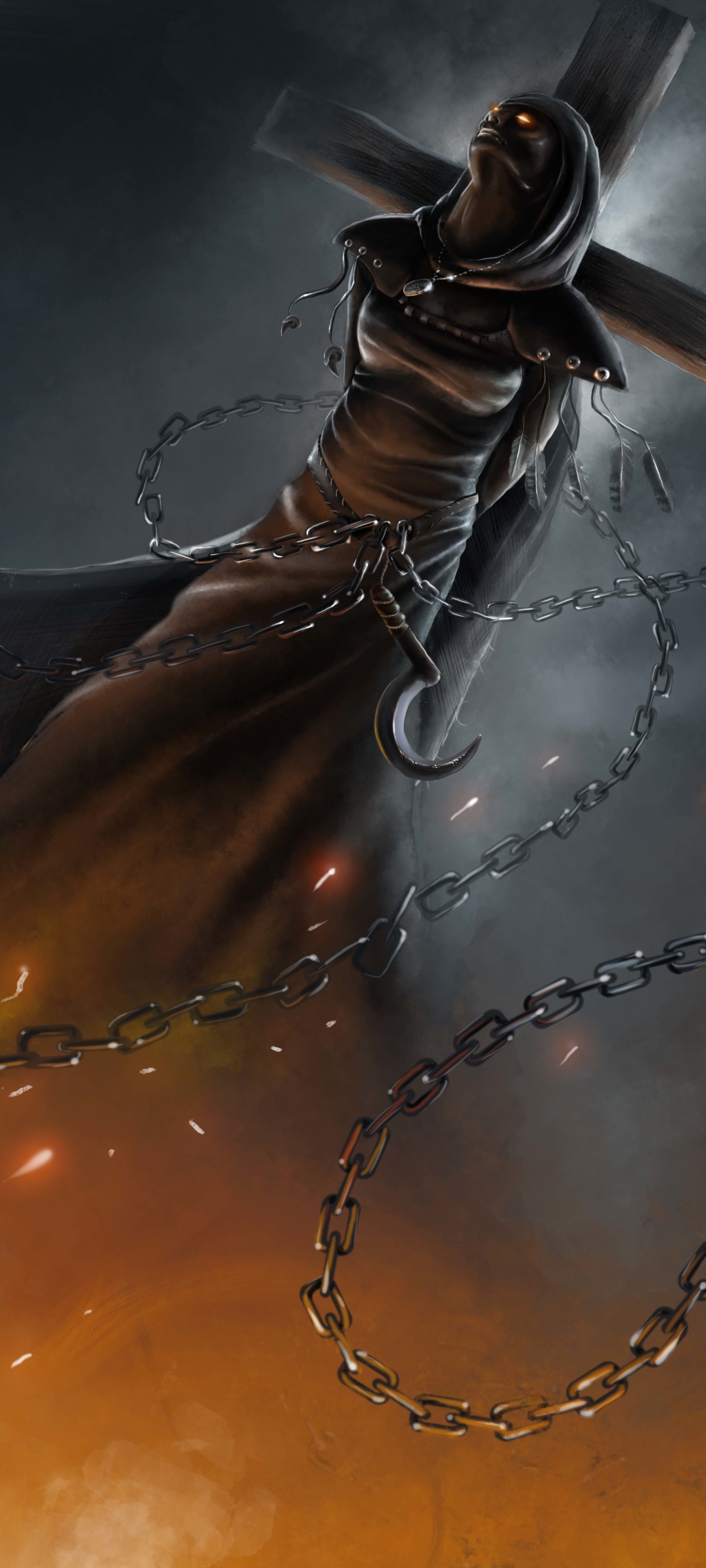 Download mobile wallpaper Dark, Chain, Witch for free.