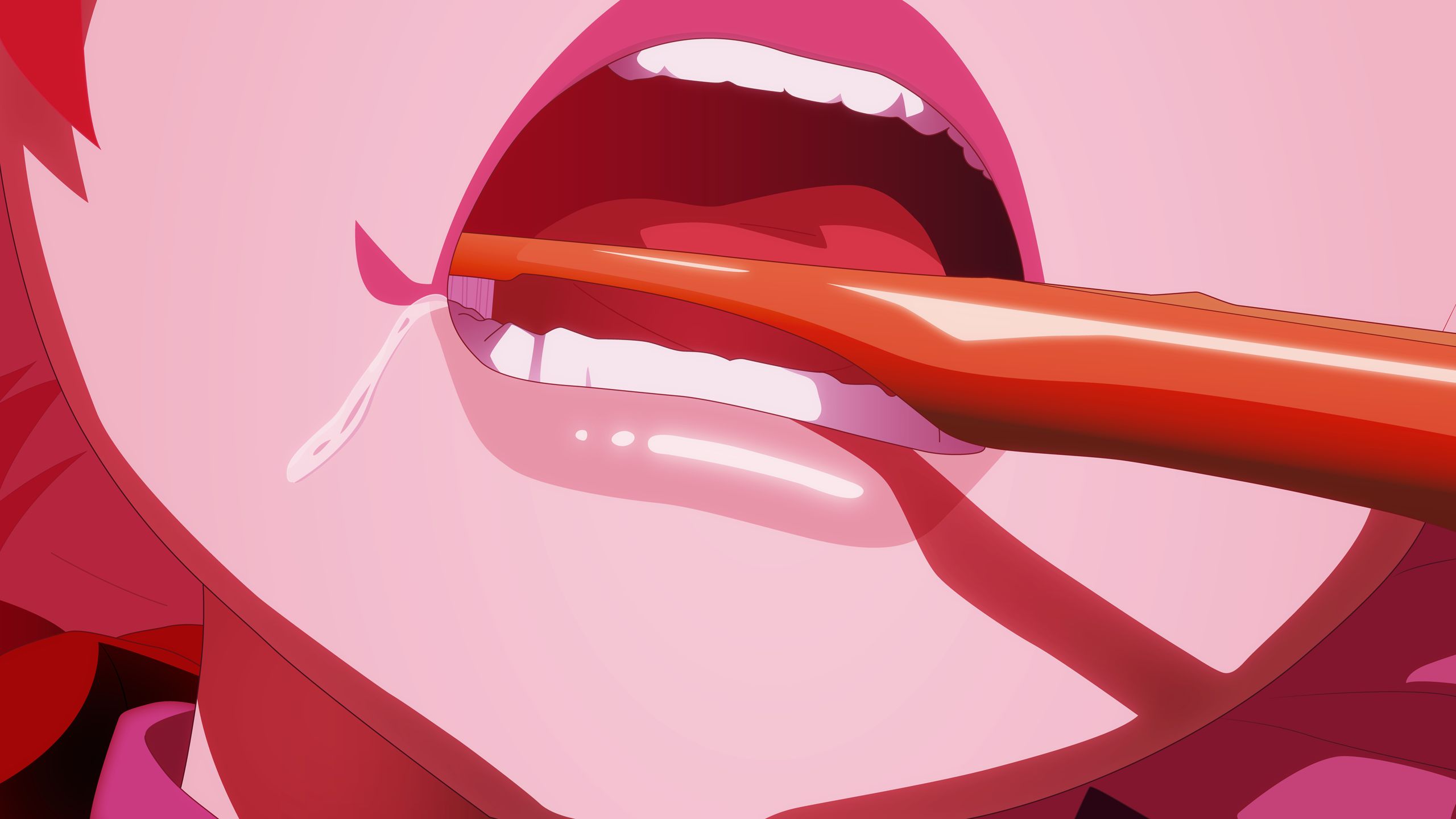 Download mobile wallpaper Anime, Lips, Toothbrush, Monogatari (Series), Karen Araragi for free.