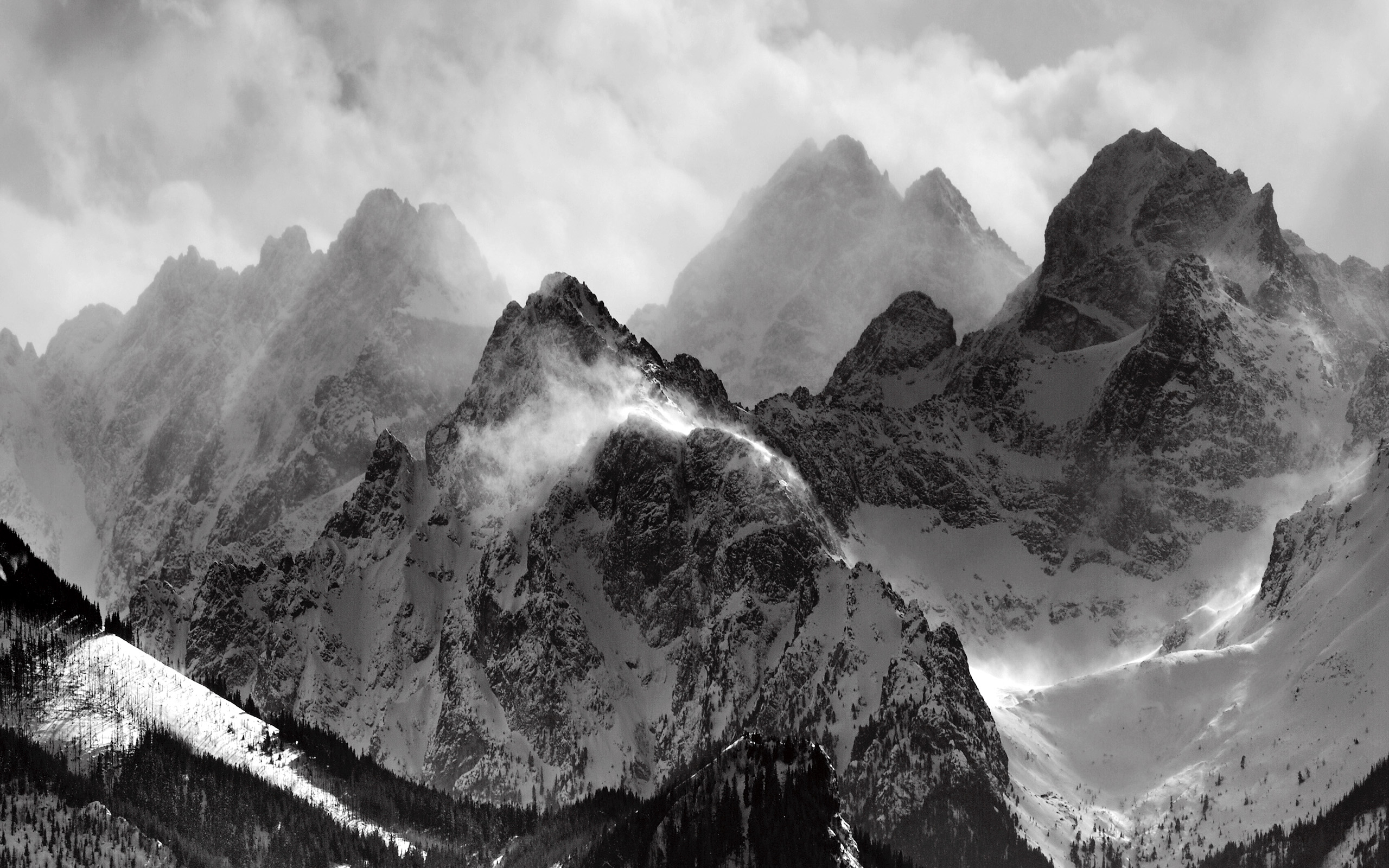 Скачать картинку Чёрно Белое, Горы, Гора, Земля/природа в телефон бесплатно.