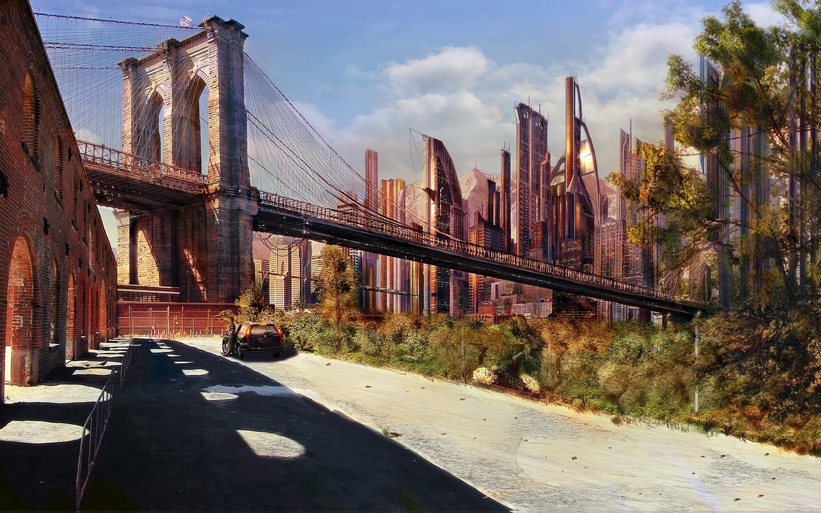 Free download wallpaper Landscape, Cities, Bridges, Architecture on your PC desktop
