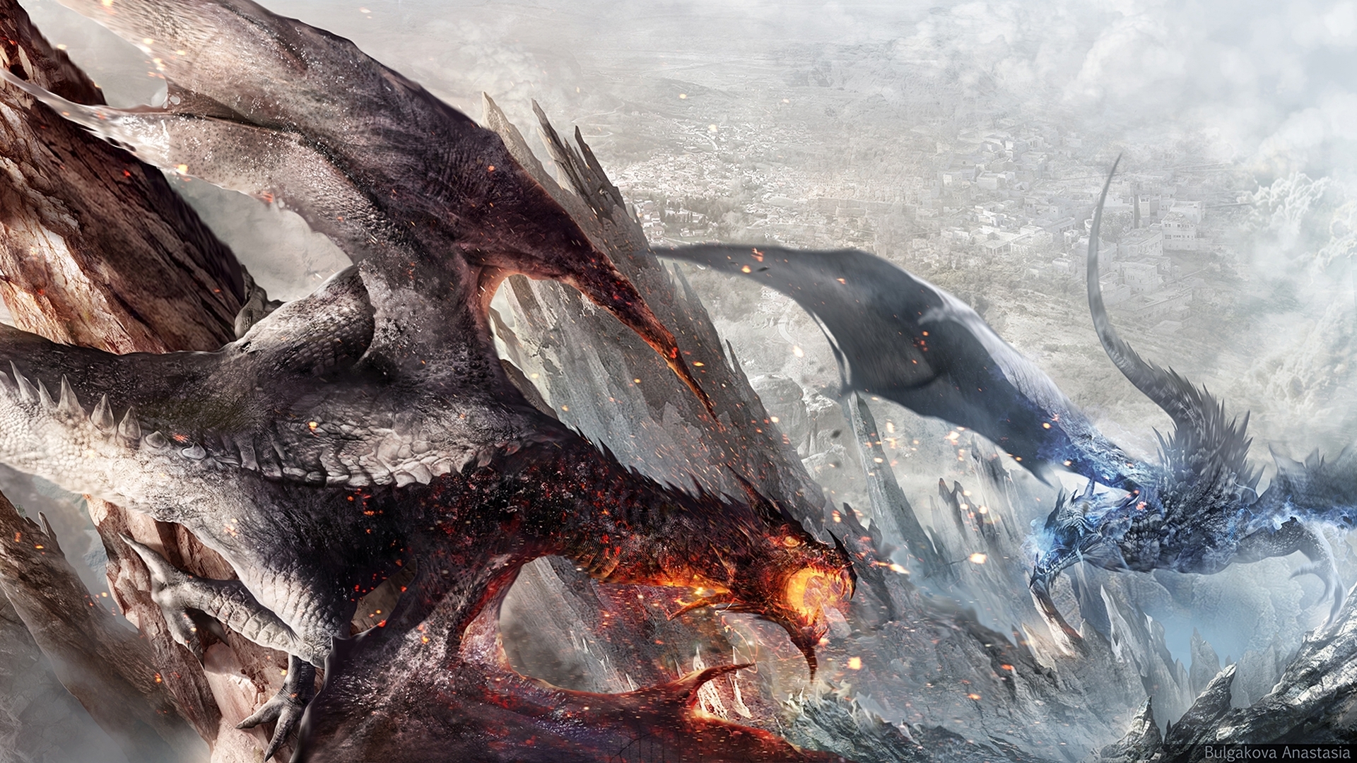 Download mobile wallpaper Fantasy, Dragon, Fight for free.
