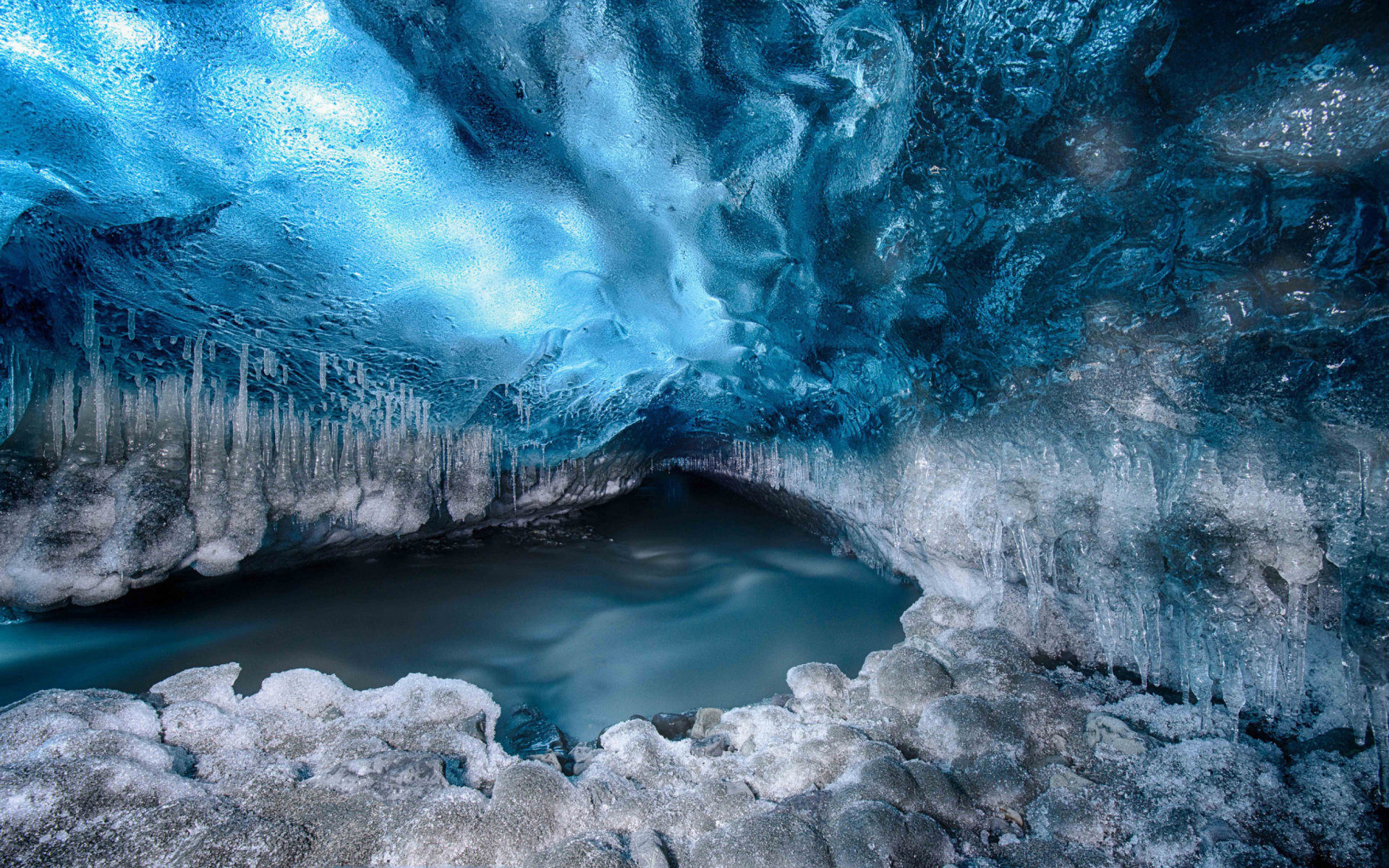Скачать обои бесплатно Зима, Пещеры, Пещера, Лёд, Земля/природа картинка на рабочий стол ПК