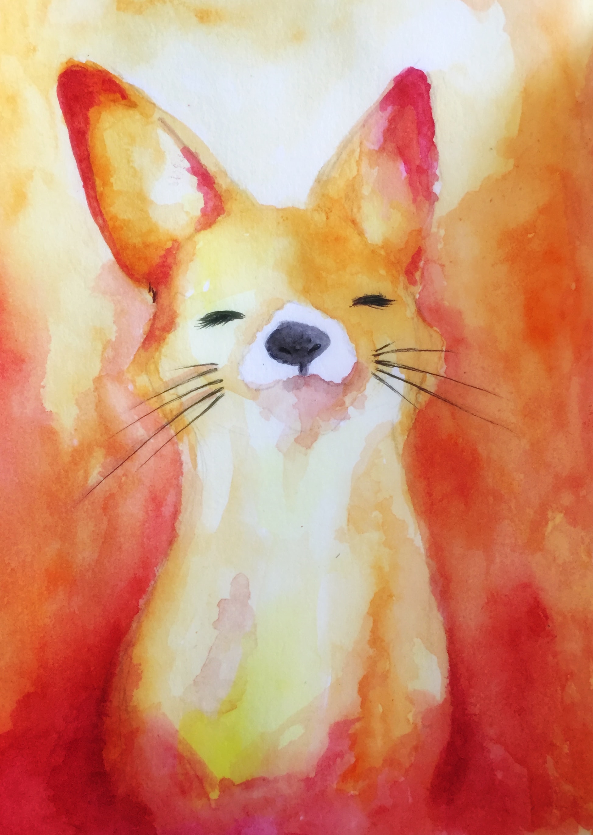 watercolor, art, fox, nice, sweetheart, paints
