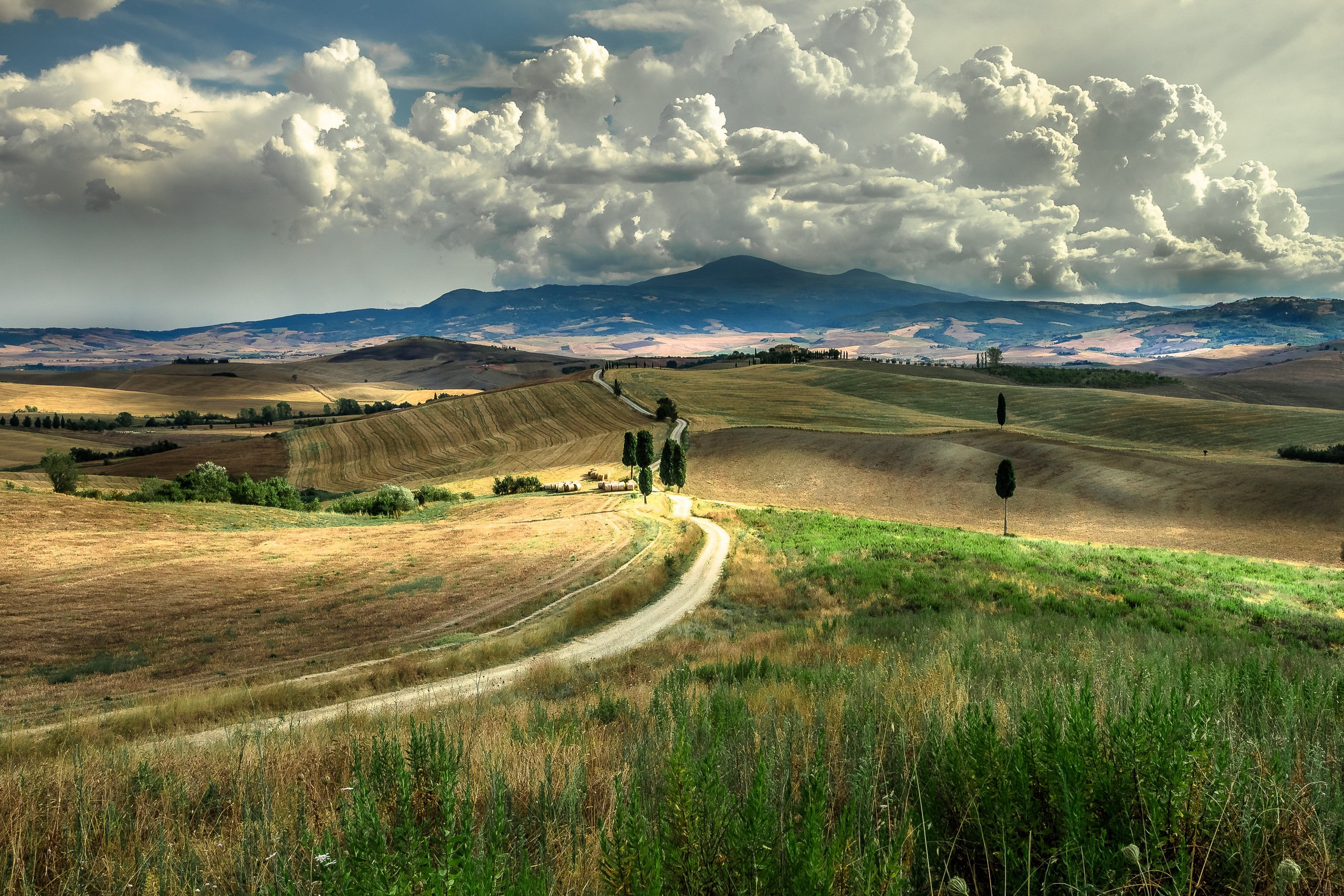 Free download wallpaper Landscape, Italy, Hill, Cloud, Photography, Tuscany, Dirt Road on your PC desktop