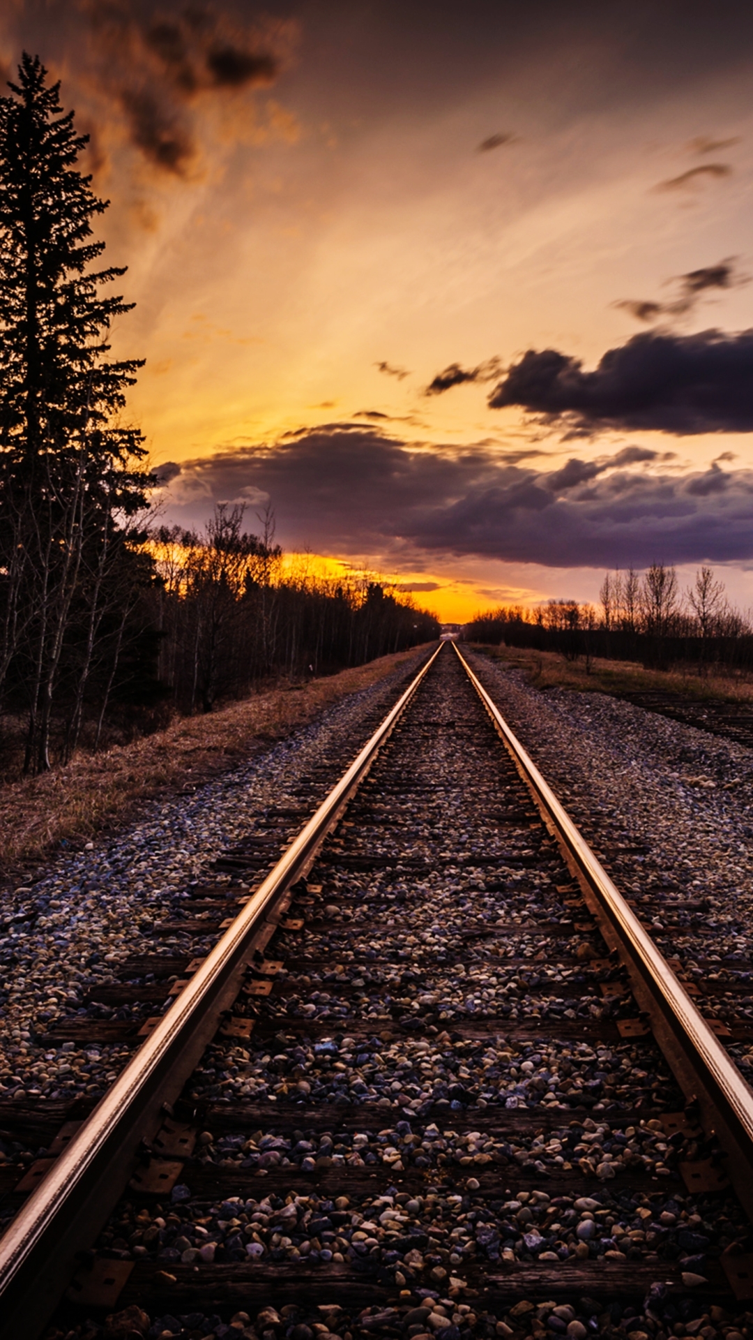 Download mobile wallpaper Landscape, Nature, Sunset, Earth, Railroad, Man Made for free.