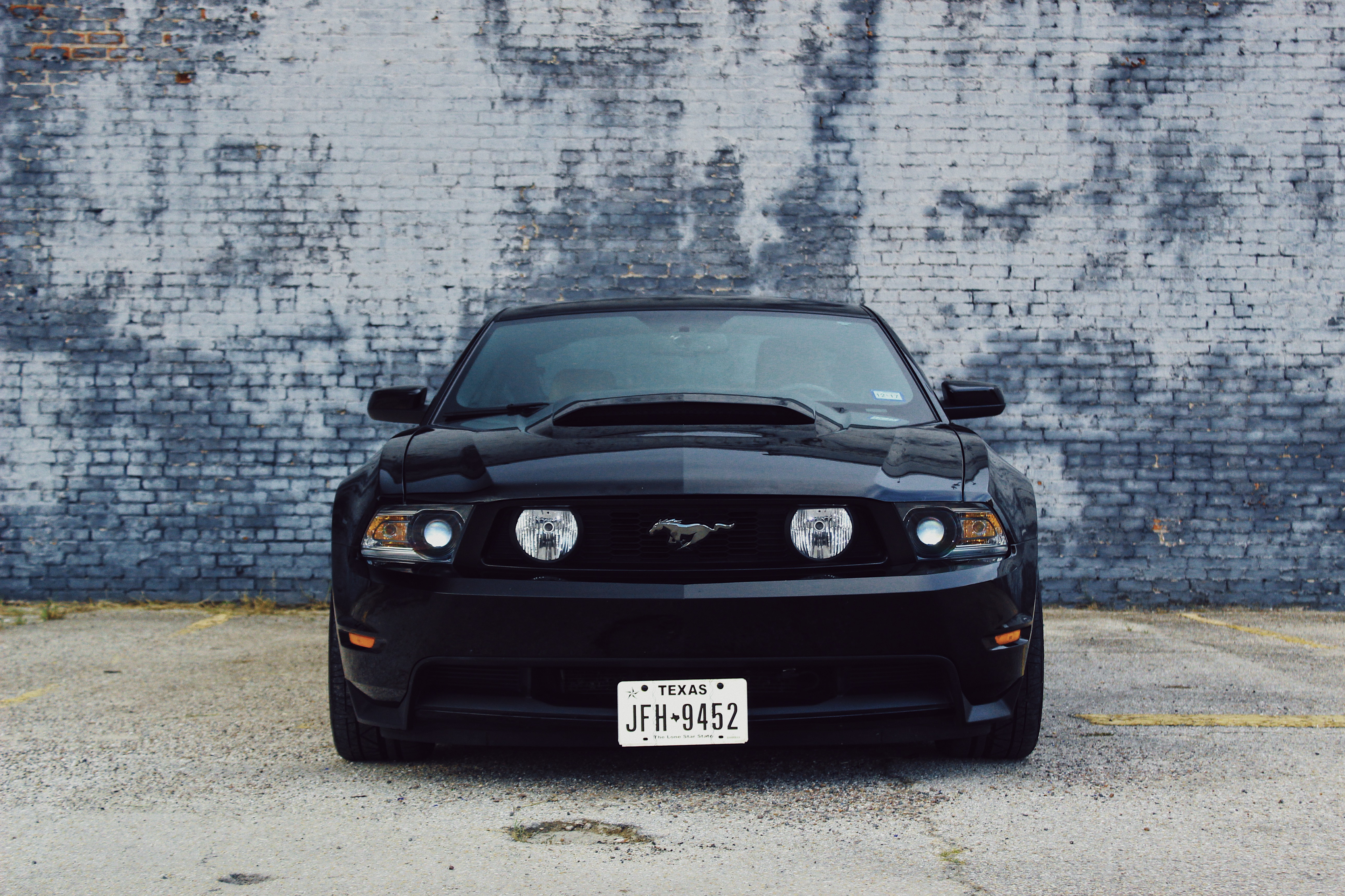 front view, cars, black, car, ford mustang