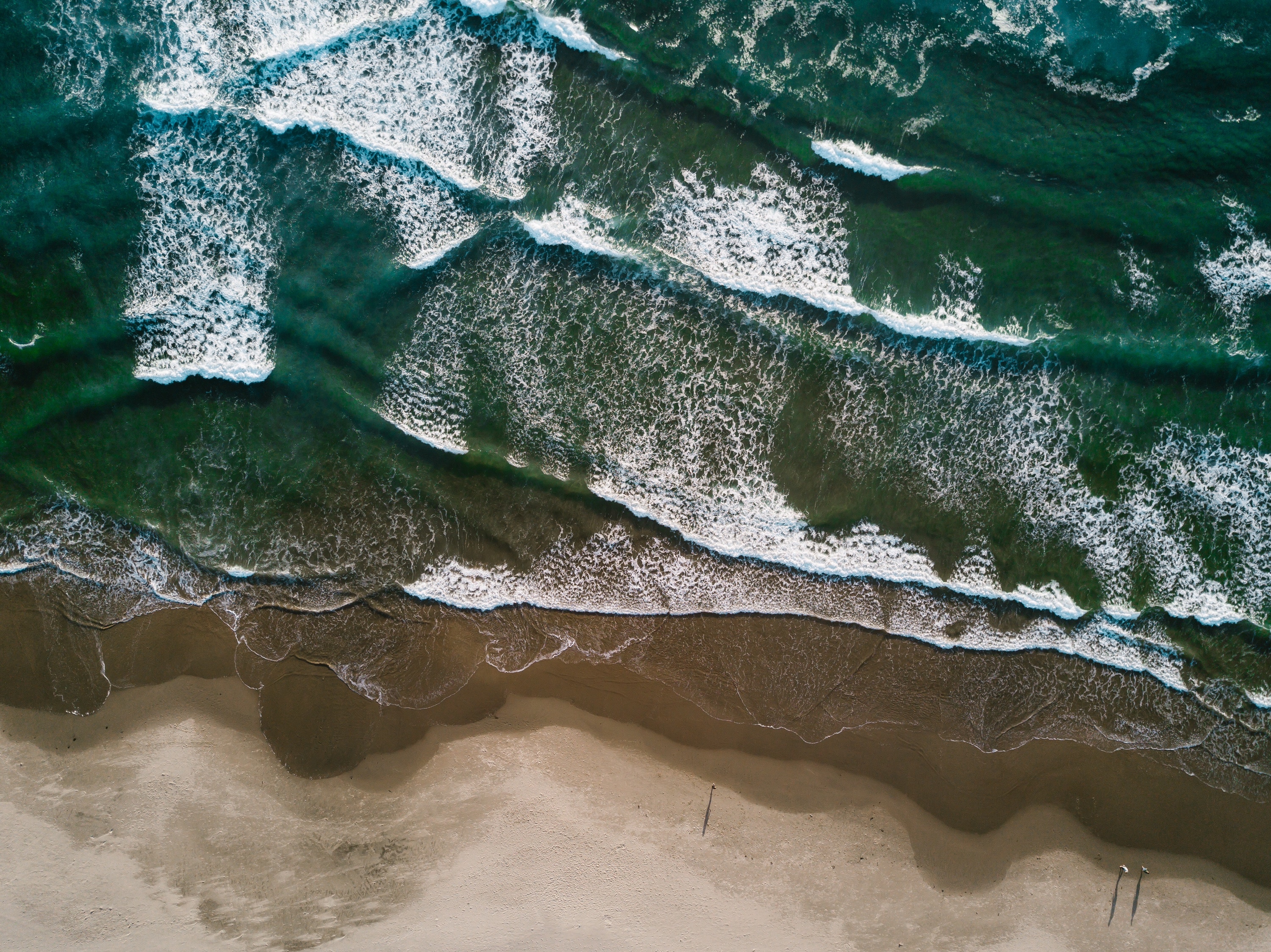 Download mobile wallpaper Shore, Bank, Foam, Surf, Sand, Ocean, View From Above, Nature, Waves for free.