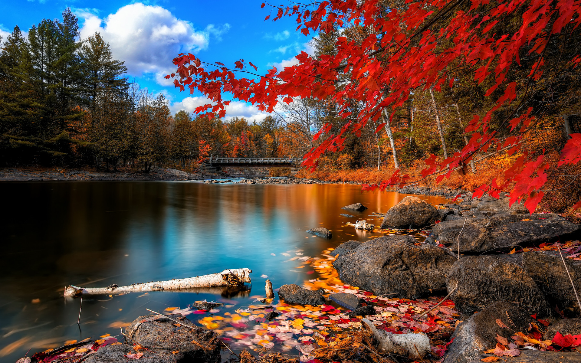 Free download wallpaper Nature, Lake, Fall, Bridge, Photography on your PC desktop