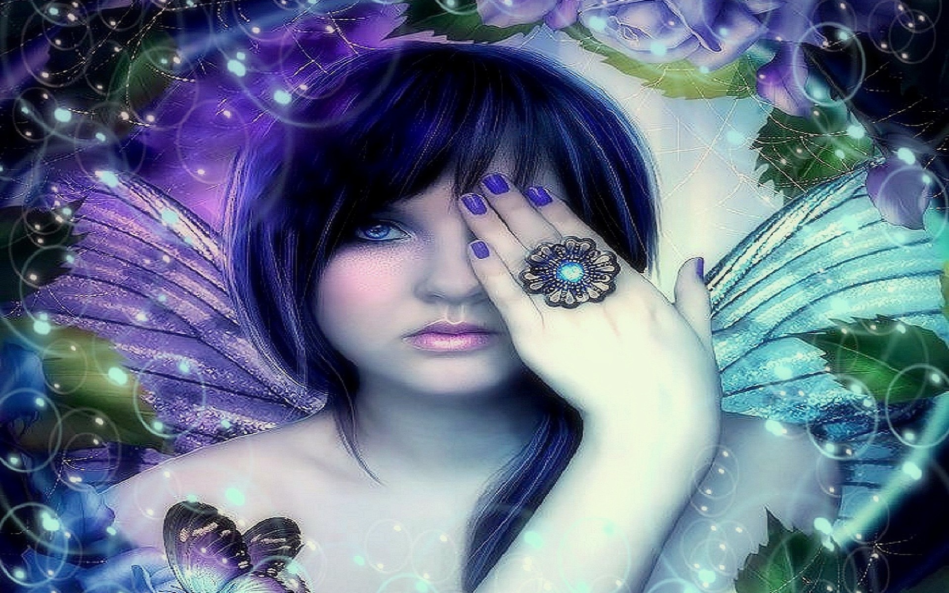 無料モバイル壁紙蝶, ファンタジー, 青い, 翼, 妖精をダウンロードします。