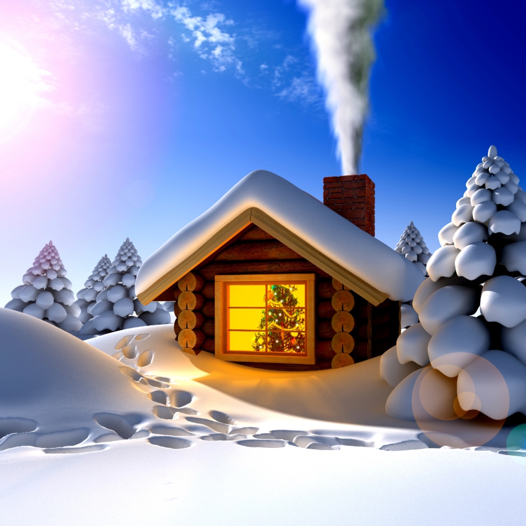 Descarga gratis la imagen Invierno, Fumar, Nieve, Navidad, Árbol, 3D, Día Festivo, Ventana, Humo, Cabina en el escritorio de tu PC