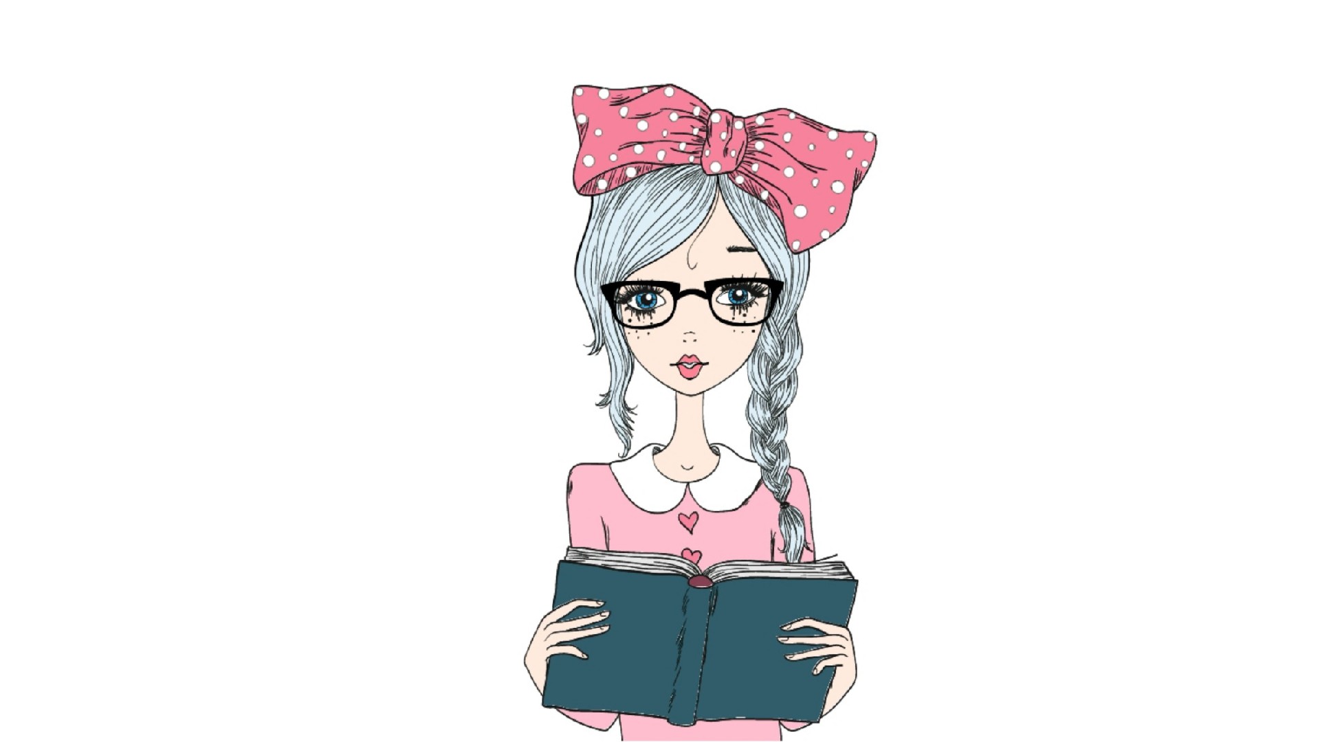 Download mobile wallpaper Drawing, Book, Artistic, Glasses, Women for free.