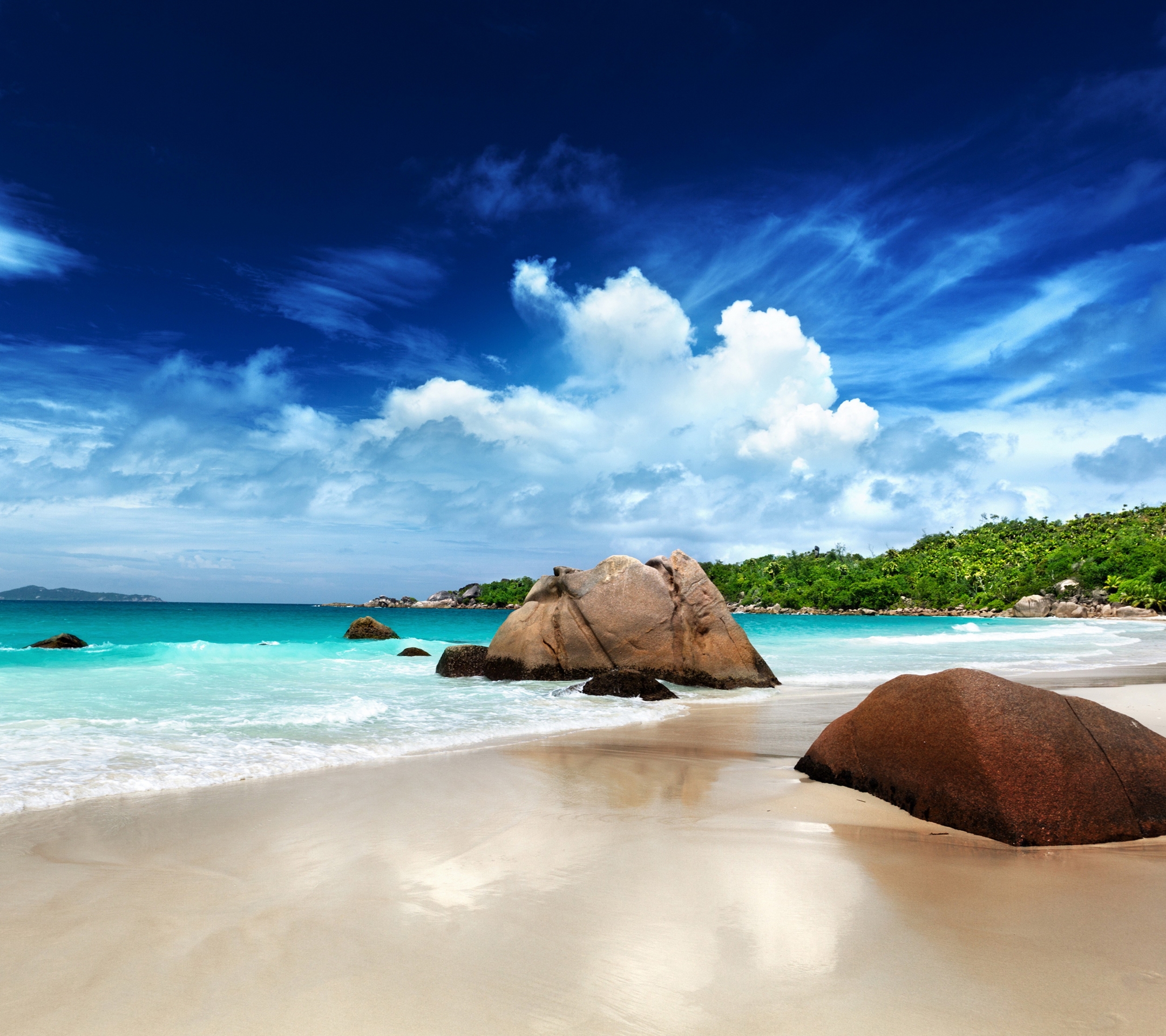 Скачать картинку Пляж, Океан, Сейшелы, Земля/природа в телефон бесплатно.