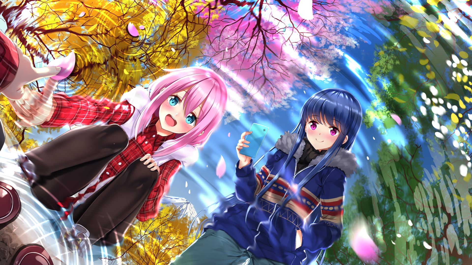 Descarga gratuita de fondo de pantalla para móvil de Animado, Yuru Camp, Rin Shima, Nadeshiko Kagamihara.