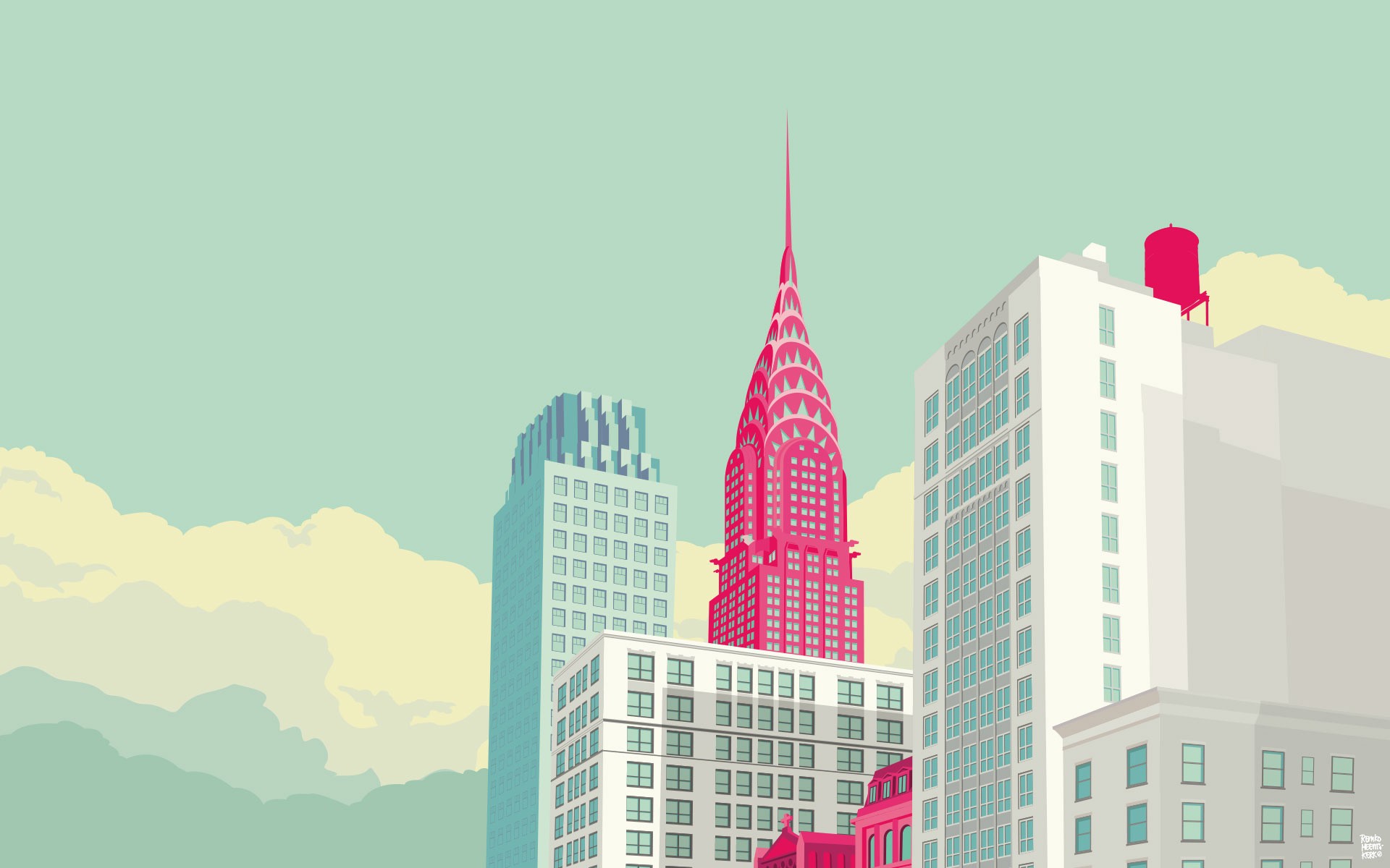 Скачать обои бесплатно Город, Нью Йорк, Эмпайр Стейт Билдинг, Художественные картинка на рабочий стол ПК