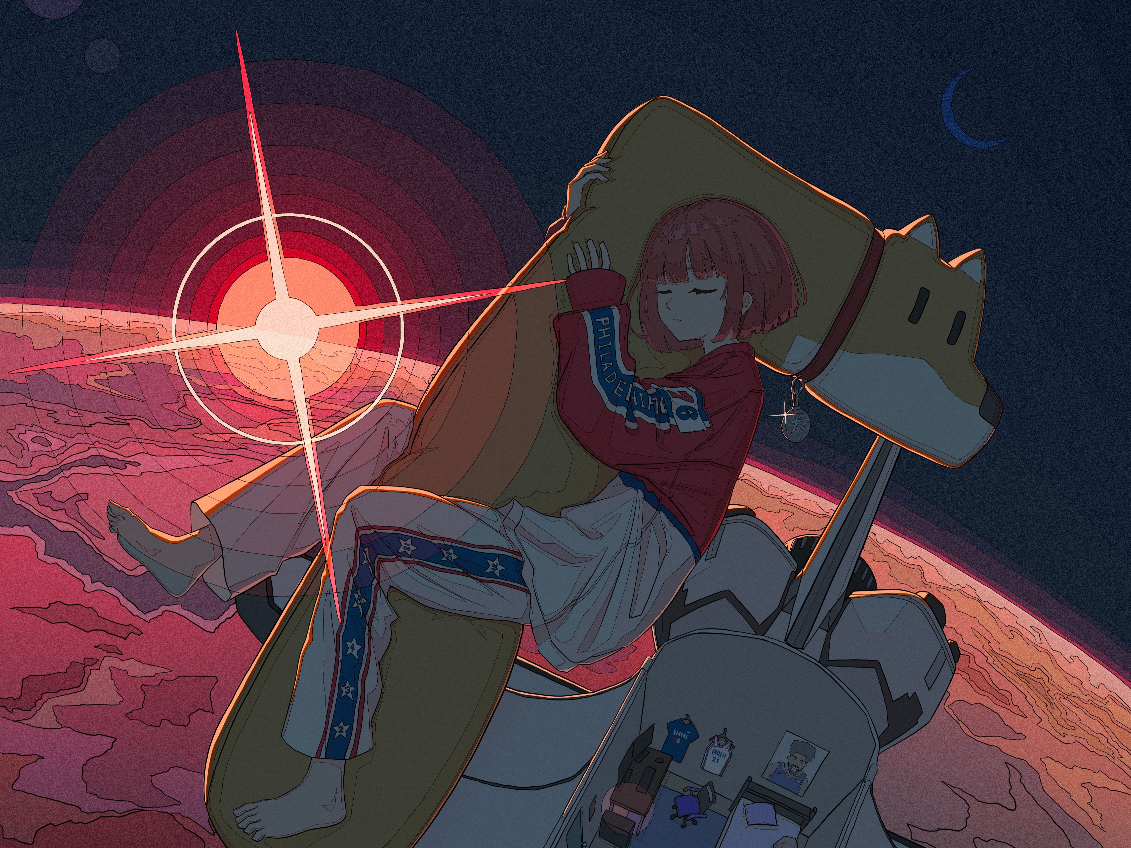 Free download wallpaper Anime, Girl, Red Hair, Sunshine on your PC desktop