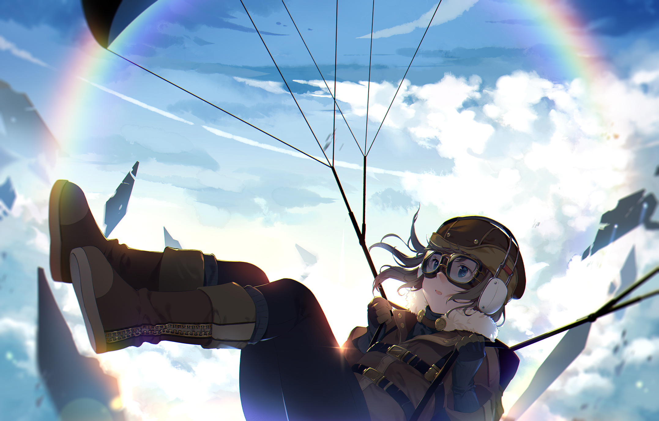 anime, original, parachuting