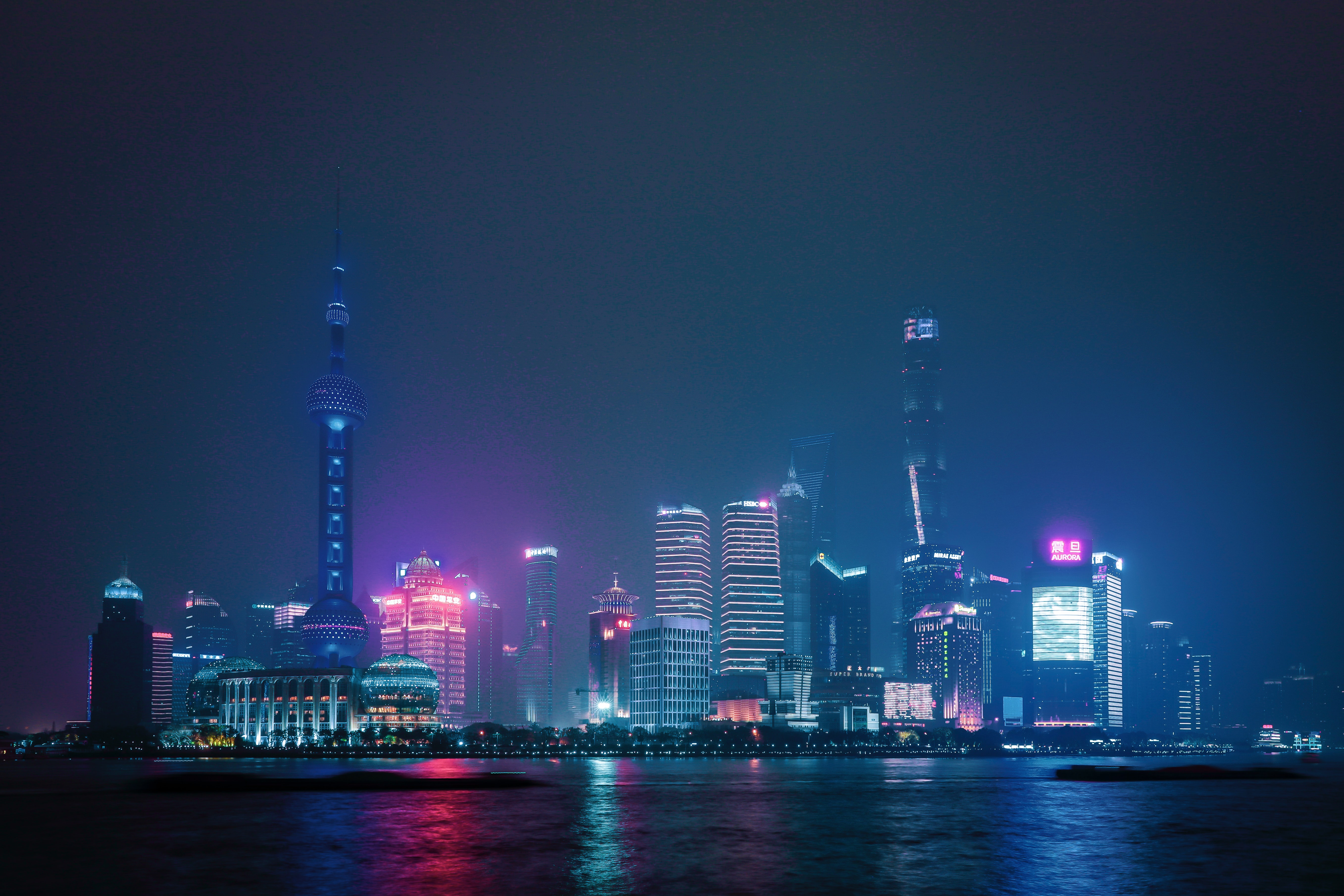500880 télécharger le fond d'écran construction humaine, shangai, ville, nuit, tour de la perle orientale, horizon, gratte ciel, villes - économiseurs d'écran et images gratuitement