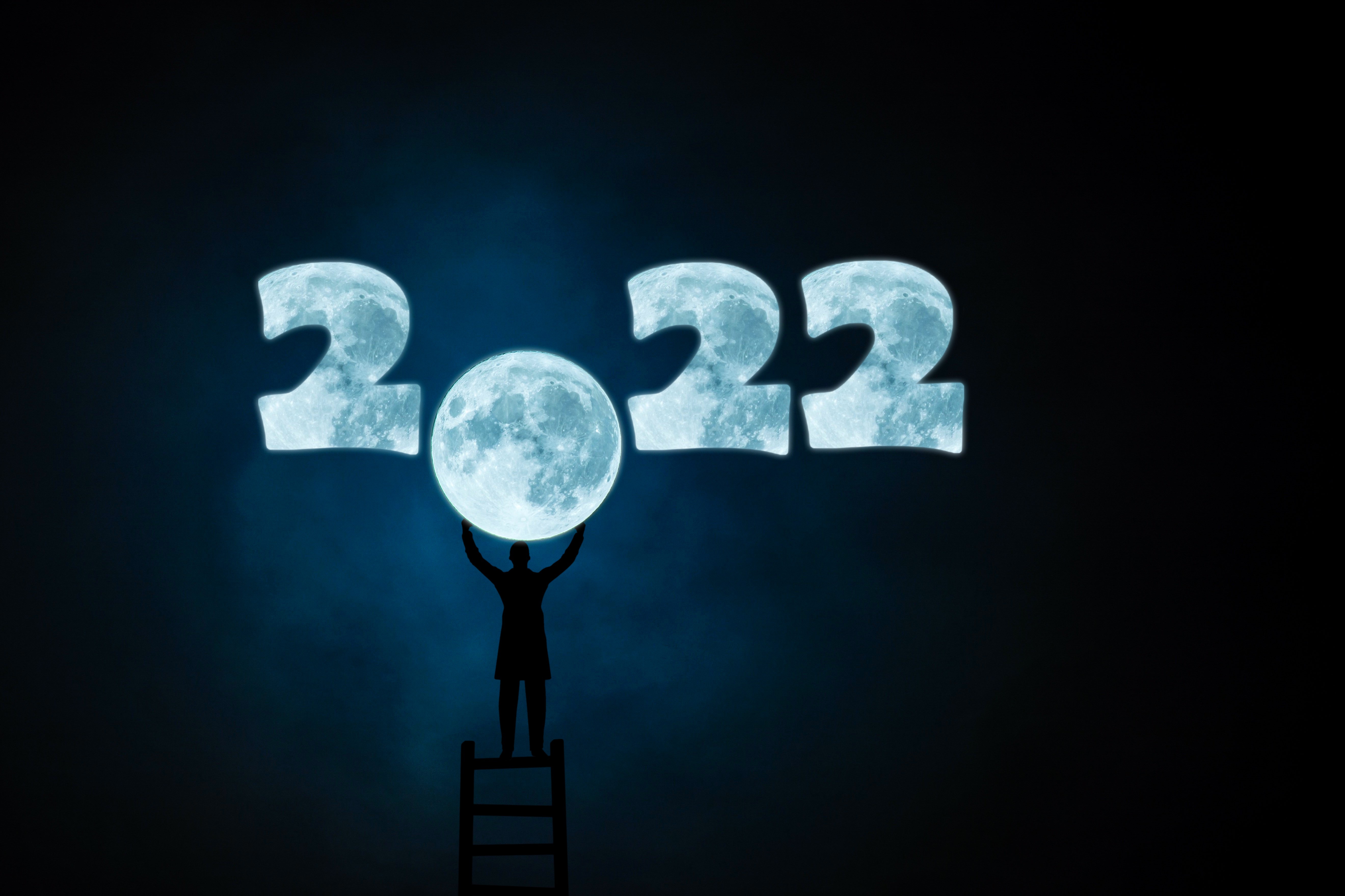 Скачать картинку Луна, Праздничные, Новый Год 2022 в телефон бесплатно.