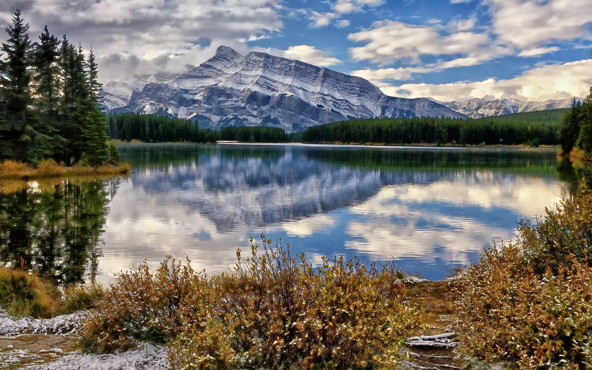 587595 télécharger le fond d'écran terre/nature, réflection, parc national banff, canada, lac, mont rundle, montagne - économiseurs d'écran et images gratuitement