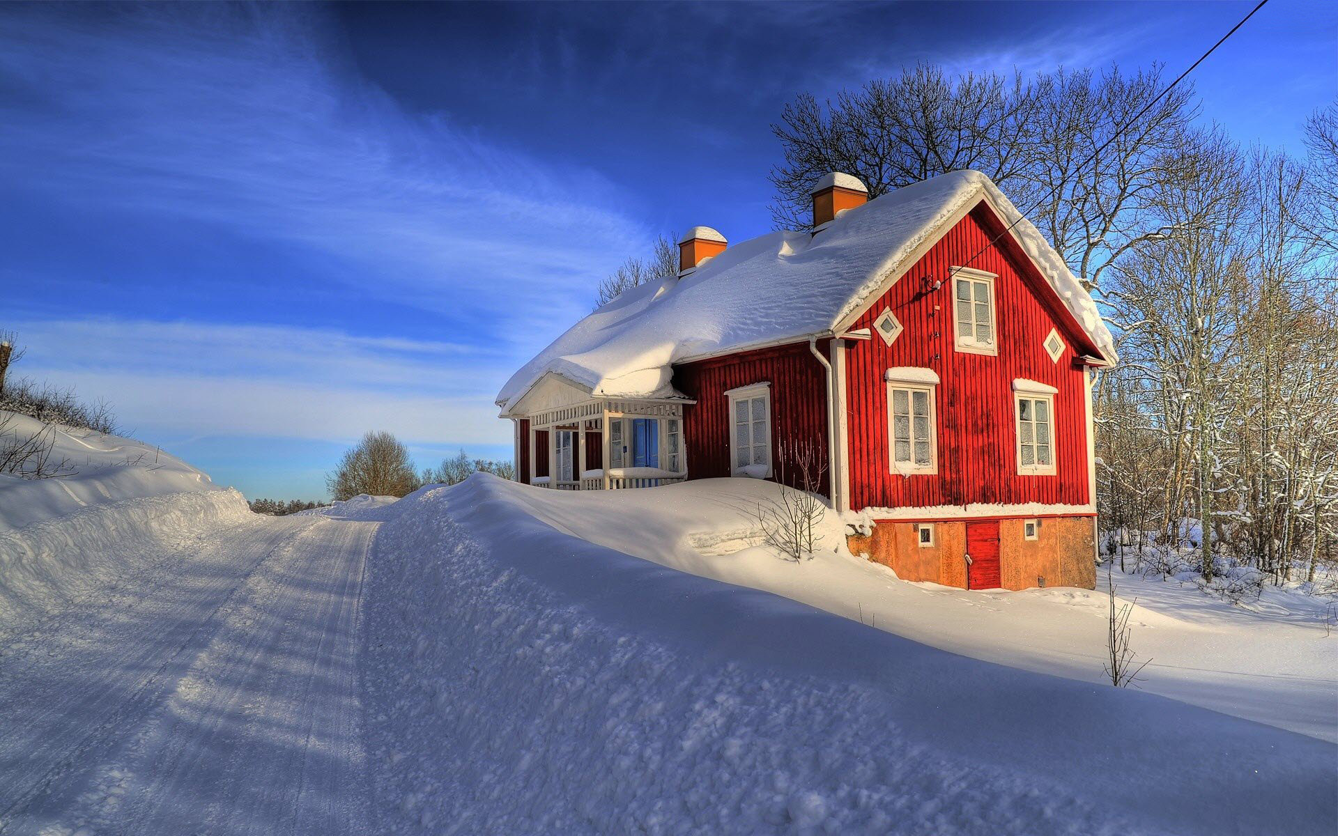Download mobile wallpaper Winter, Nature, Snow, Building, House, Scenic, Man Made for free.