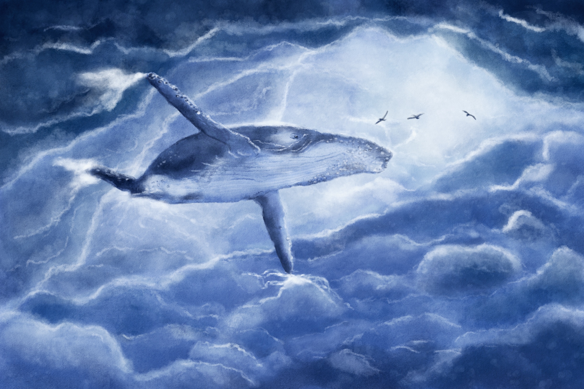 Download mobile wallpaper Fantasy, Cloud, Whale, Fantasy Animals for free.