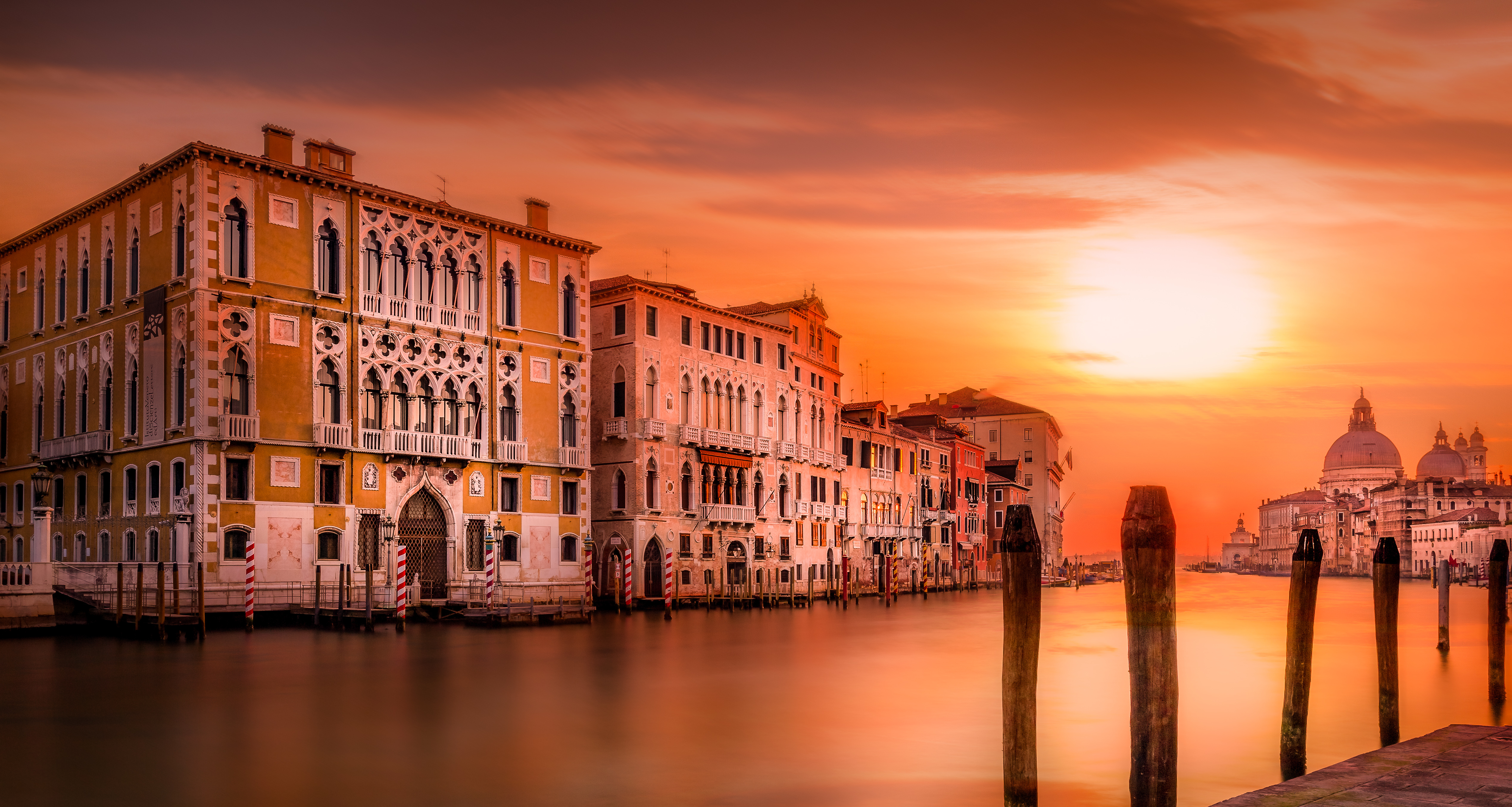 413463壁紙のダウンロードマンメイド, ヴェネツィア, 建築, 建物, 大運河, イタリア, 日没, 都市-スクリーンセーバーと写真を無料で