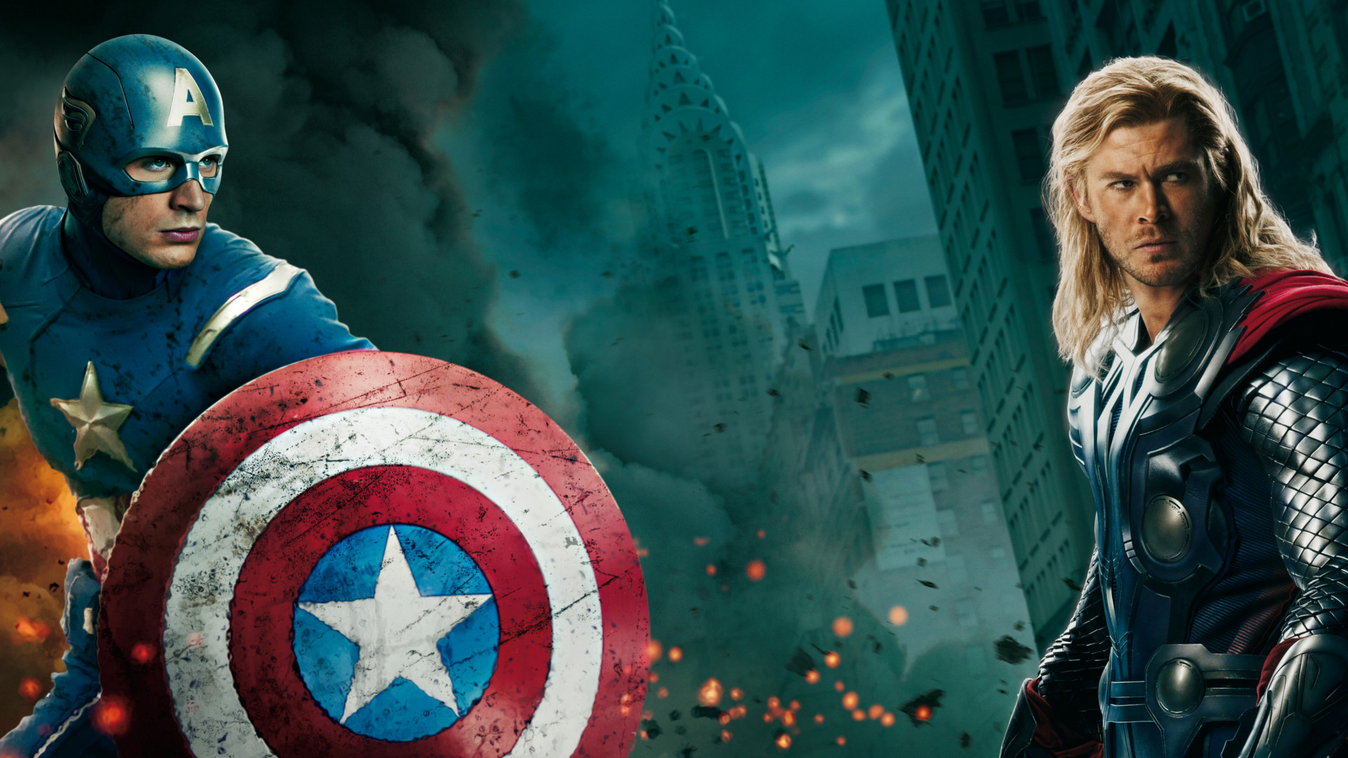 Baixe gratuitamente a imagem Capitão América, Os Vingadores, Chris Evans, Filme, Thor, Chris Hemsworth, Vingadores na área de trabalho do seu PC