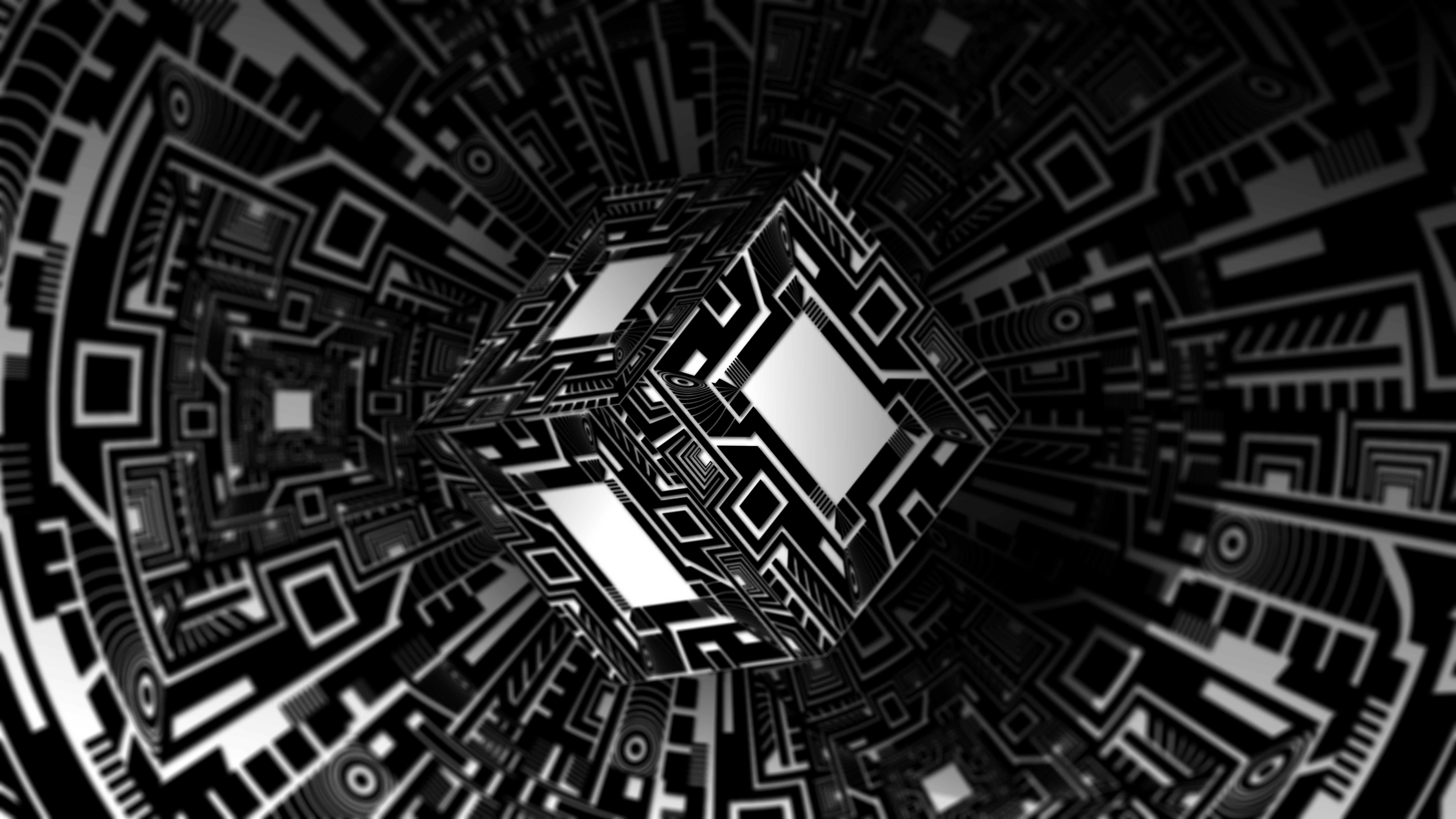 abstract, cube, black & white, optical illusion, vector