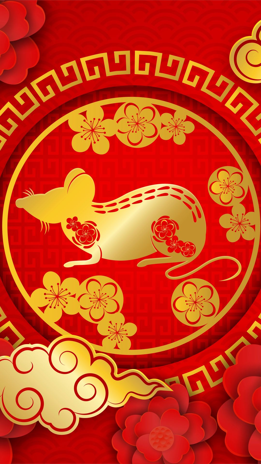 Скачати мобільні шпалери Свято, Щур, Китайський Новий Рік, Щасливого Нового Року безкоштовно.