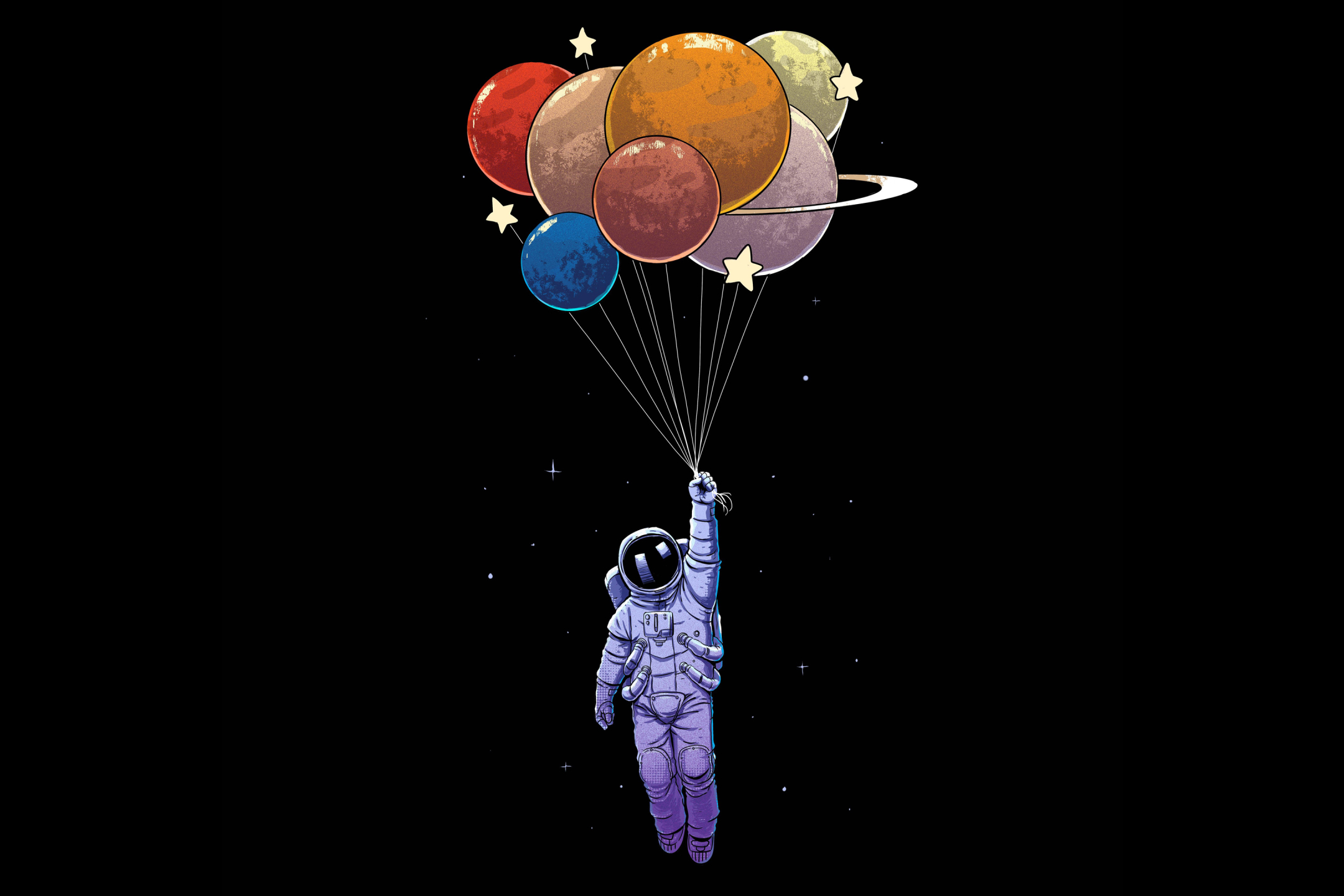 Скачать обои бесплатно Воздушный Шар, Скафандр, Астронавт, Научная Фантастика картинка на рабочий стол ПК
