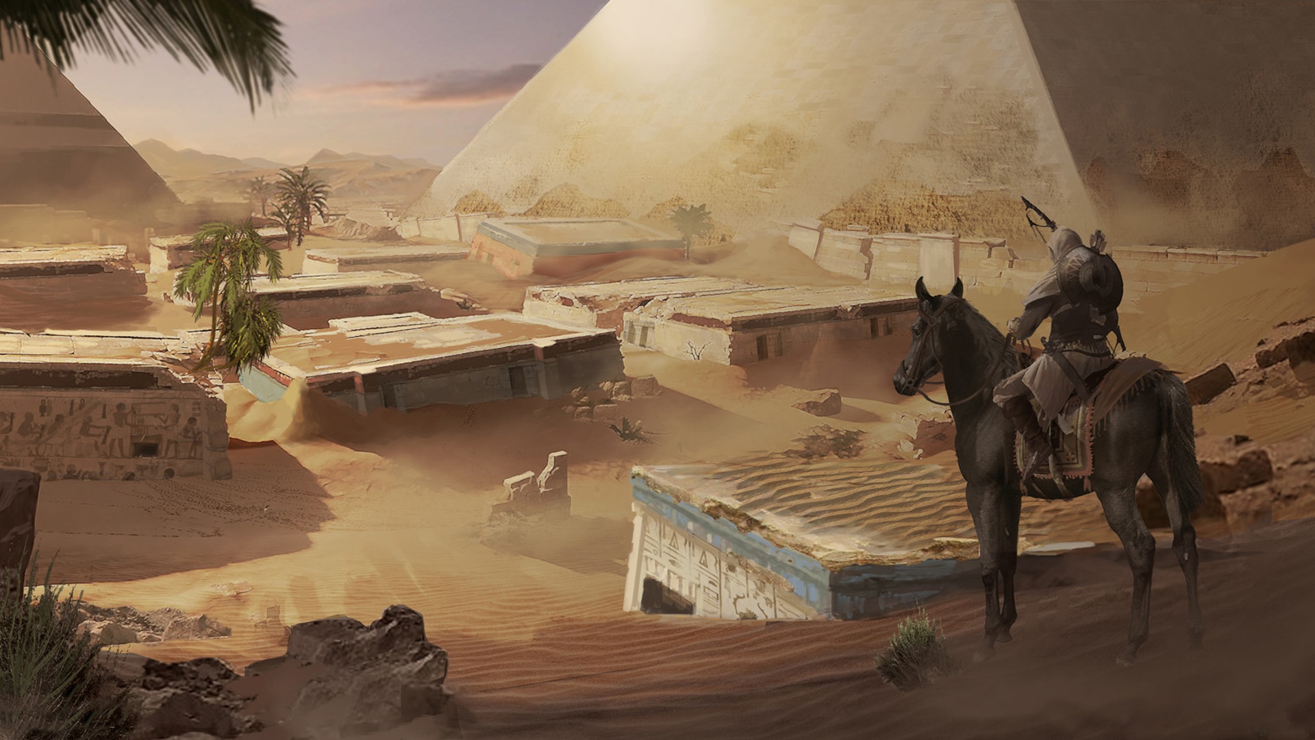 Handy-Wallpaper Pyramide, Computerspiele, Assassin's Creed, Überzeugung Eines Attentäters, Assassin's Creed: Origins, Bayek Von Siwa kostenlos herunterladen.