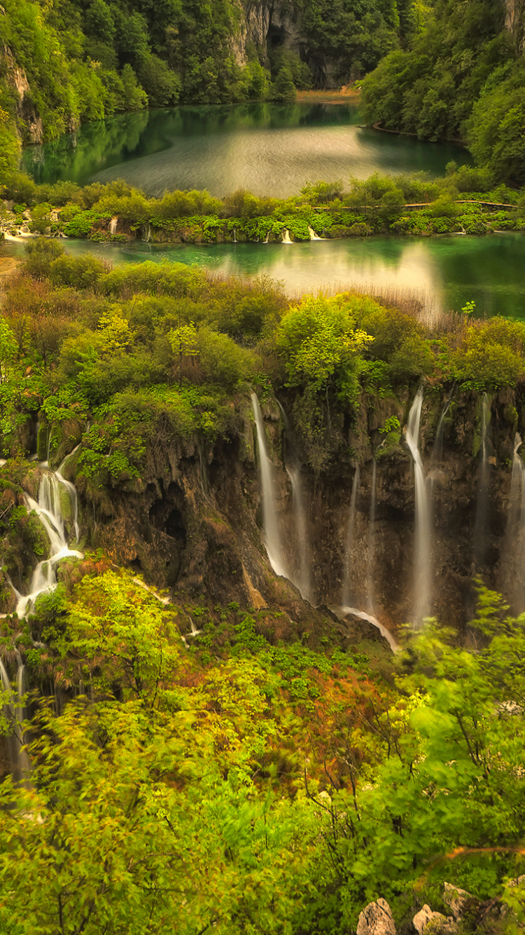 earth, waterfall, tree, plitvice lake national park, waterfalls Smartphone Background
